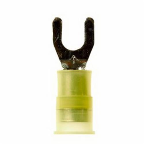 7100164144 Scotchlok Insulated Locking Fork, 12 to 10 AWG Conductor, 1.03 in L, Butted Seam Barrel, ETP/Electrolytic Copper/Nylon, Yellow