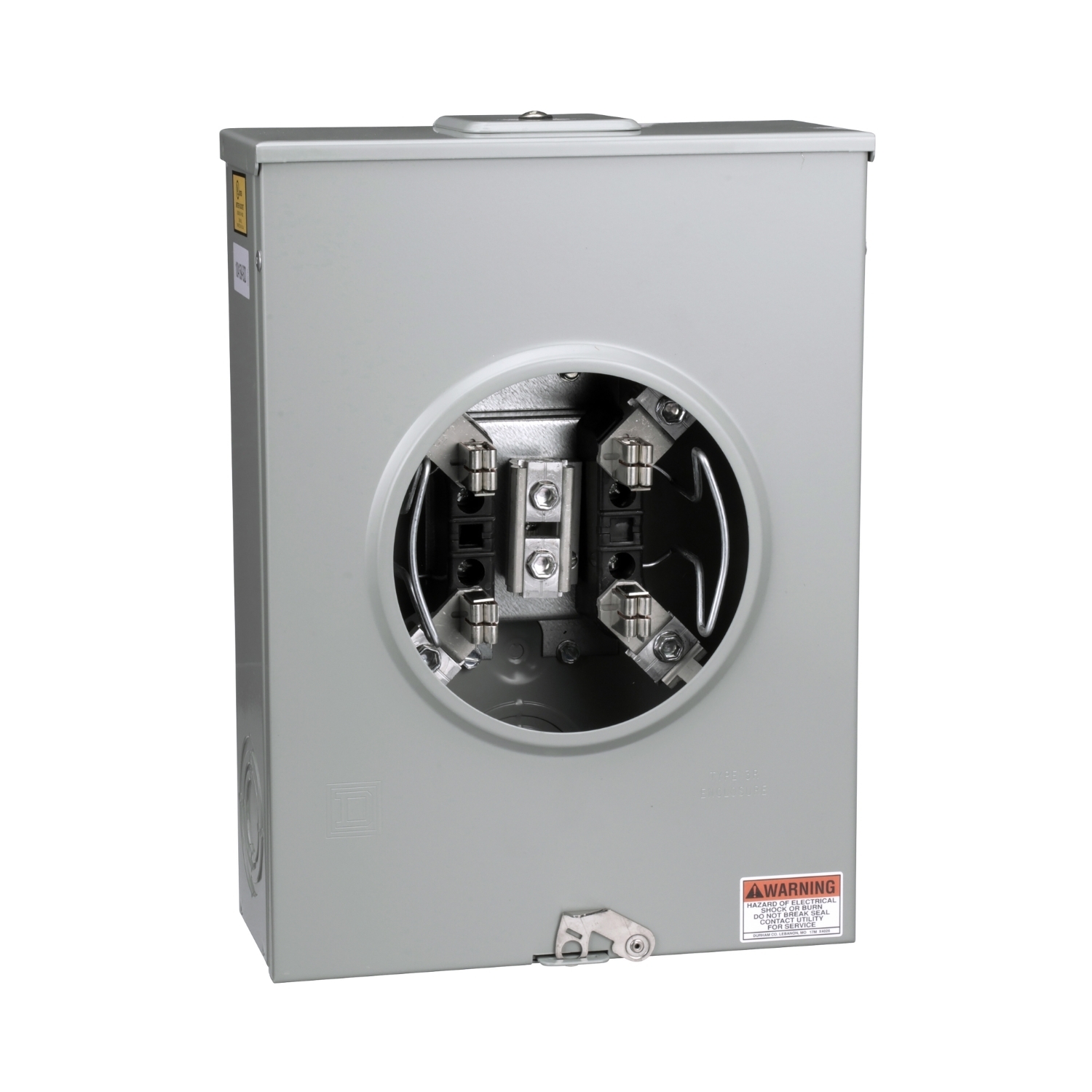 1004159A Meter Socket, 200 Amp, 600V, 1 Phase, Ringless, 4 Jaw without release, Horn, NEMA 3R, Steel
