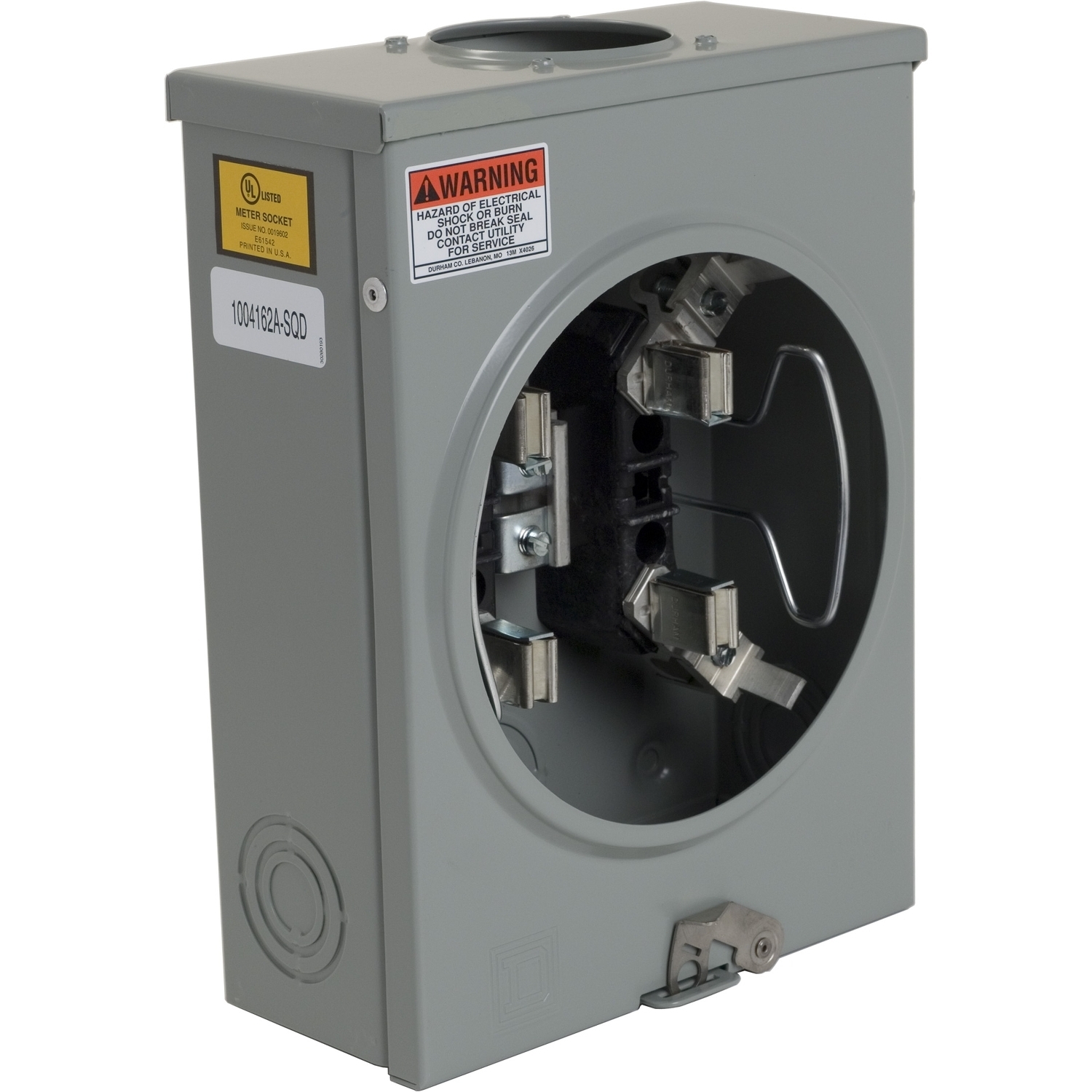 1004162A Meter Socket, Ringless, 1 Phase, 3 Wire, 4 Jaw, Series A, No Bypass, with no release