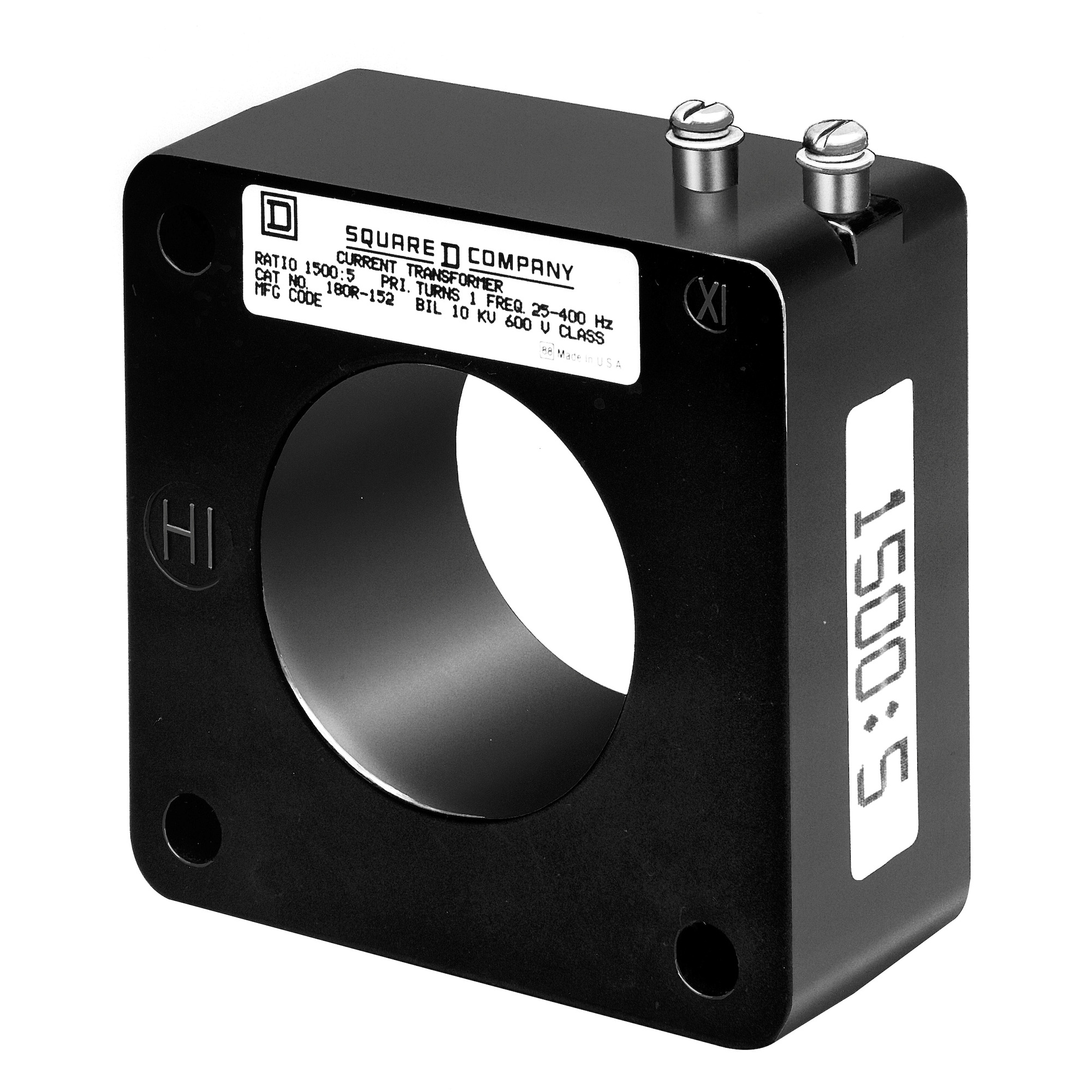 180R152 Model 180R Torroidal Current Transformer, 1500:5 Current Ratio, 25 to 400 Hz