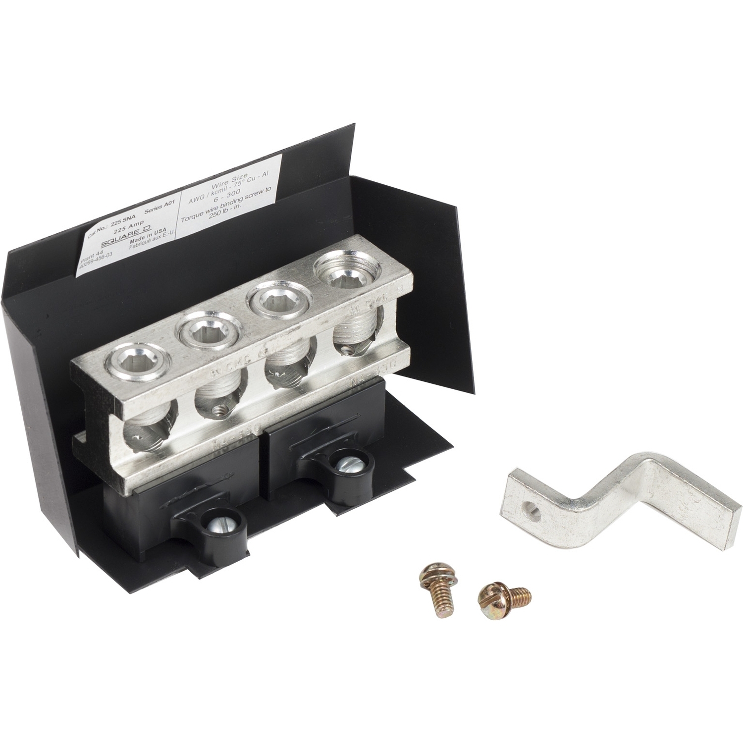 225SNA 3-Pole Type E Heavy Duty Insulated Groundable Solid Neutral Assembly, For Use With Type 1 Double Throw Safety Switch, Circuit Breaker Enclosure