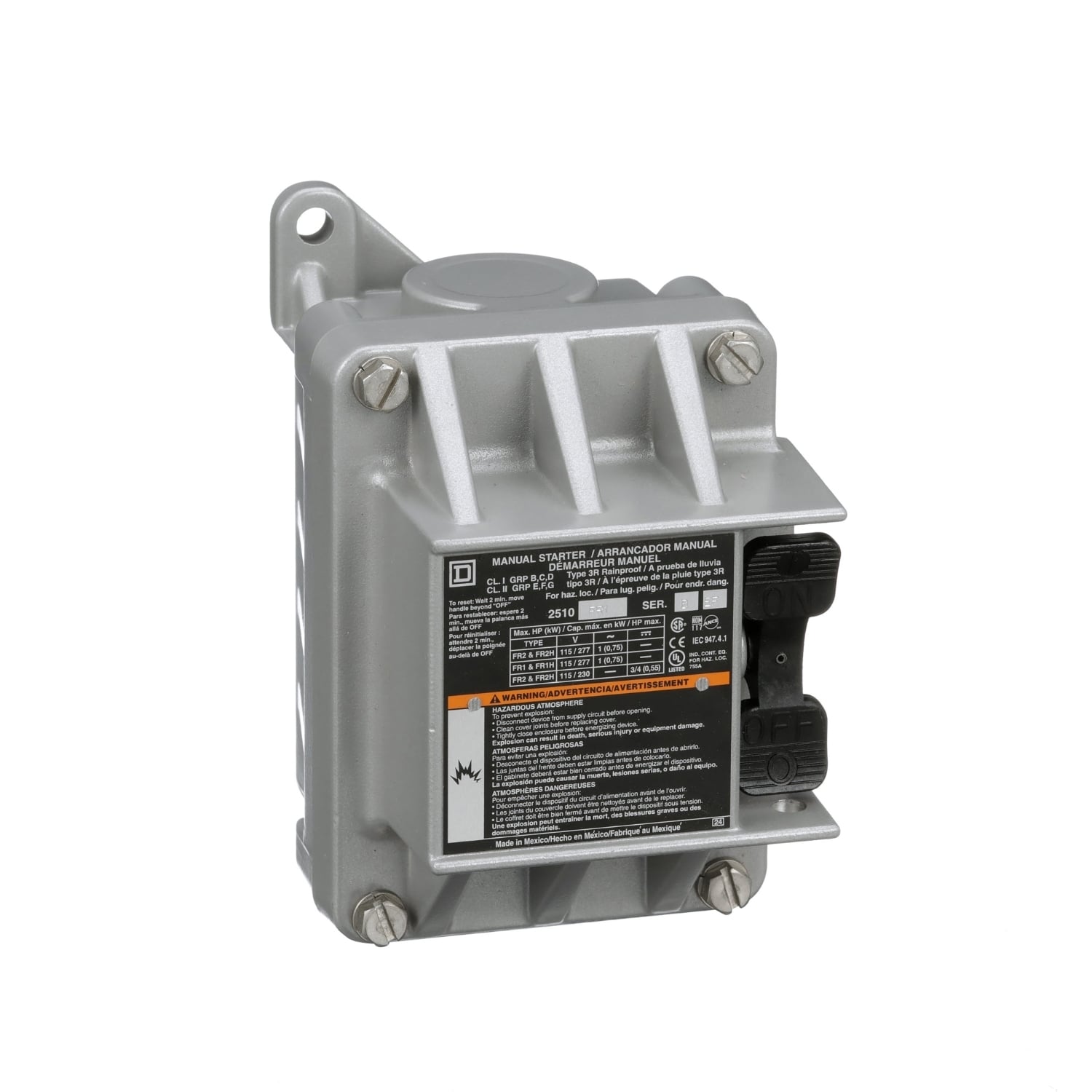 2510FR2 Type F Starter, 2 Poles, NEMA 3R/7/9 Enclosure