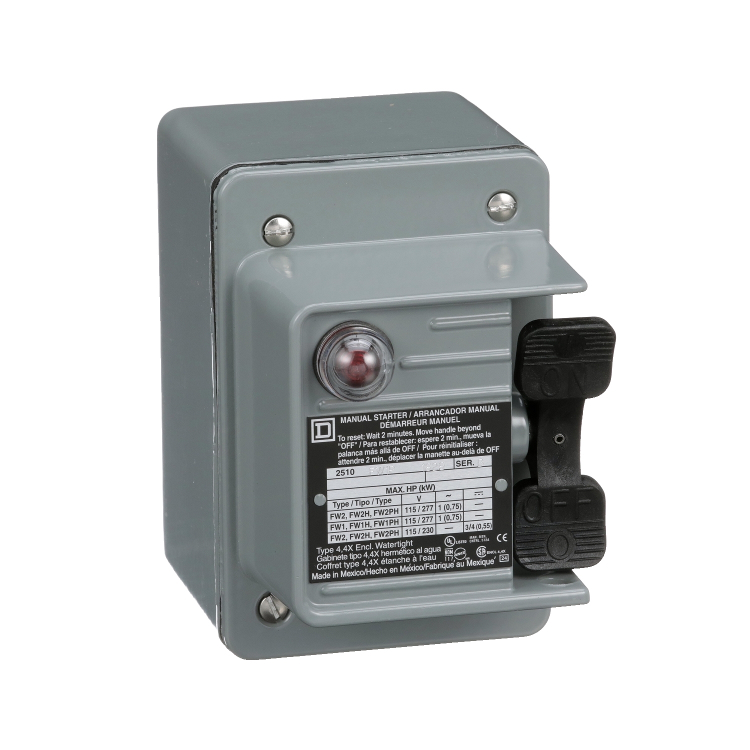 2510FW2P Type F Starter, 2 Poles, NEMA 4 Enclosure