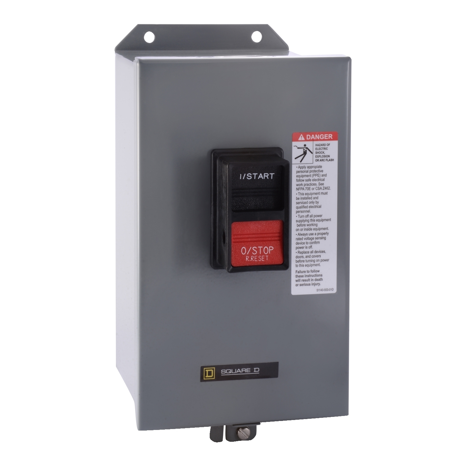 2510MCA3 Type M Integral Horsepower Non-Reversing Manual Starter, 3 Poles, NEMA 12 Enclosure