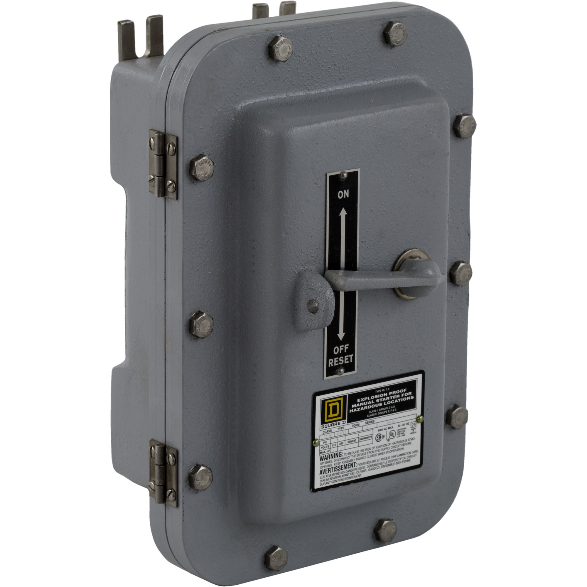 2510MCT3 TYPE M Manual Starter, Non-Reversing Action, 3 Poles, NEMA 7/9 Enclosure