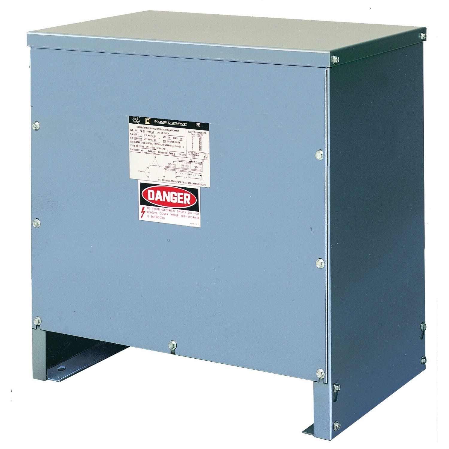 25S3HNV Non-Ventilated Low Voltage Transformer, 240/480 V Primary, 120/240 V Secondary, 25 kVA, 1 Phase