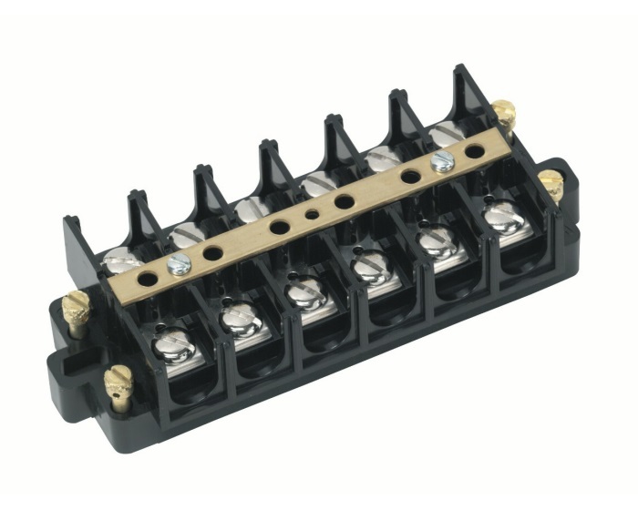 3090TB6 Shorting Terminal Block, For Use With Toroidal Current Transformers, 6 Poles, 600 V, 75 A