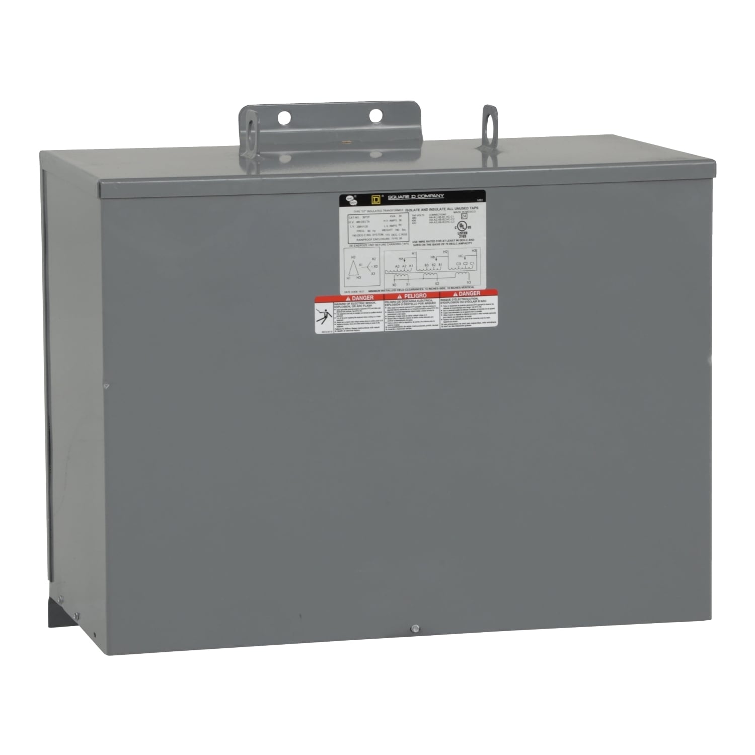 30T2F Dry Sealed Low Voltage Low Voltage Transformer, 480 Delta V AC Primary, 208Y/120 VAC Secondary, 30 kVA Power Rating, 60 Hz, 3 Phase