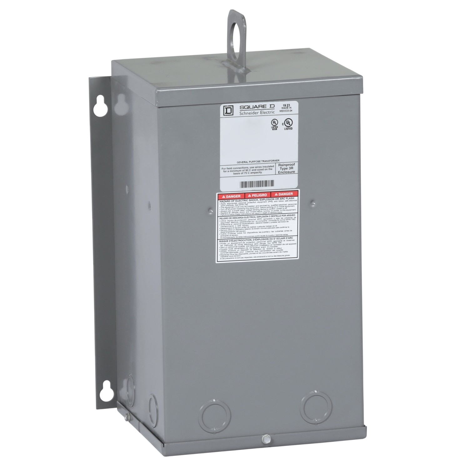 3S82F Dry Buck and Boost Transformer, 240/480 V AC Primary, 24/48 VAC Secondary, 3 kVA Power Rating, 60 Hz, 1 Phase