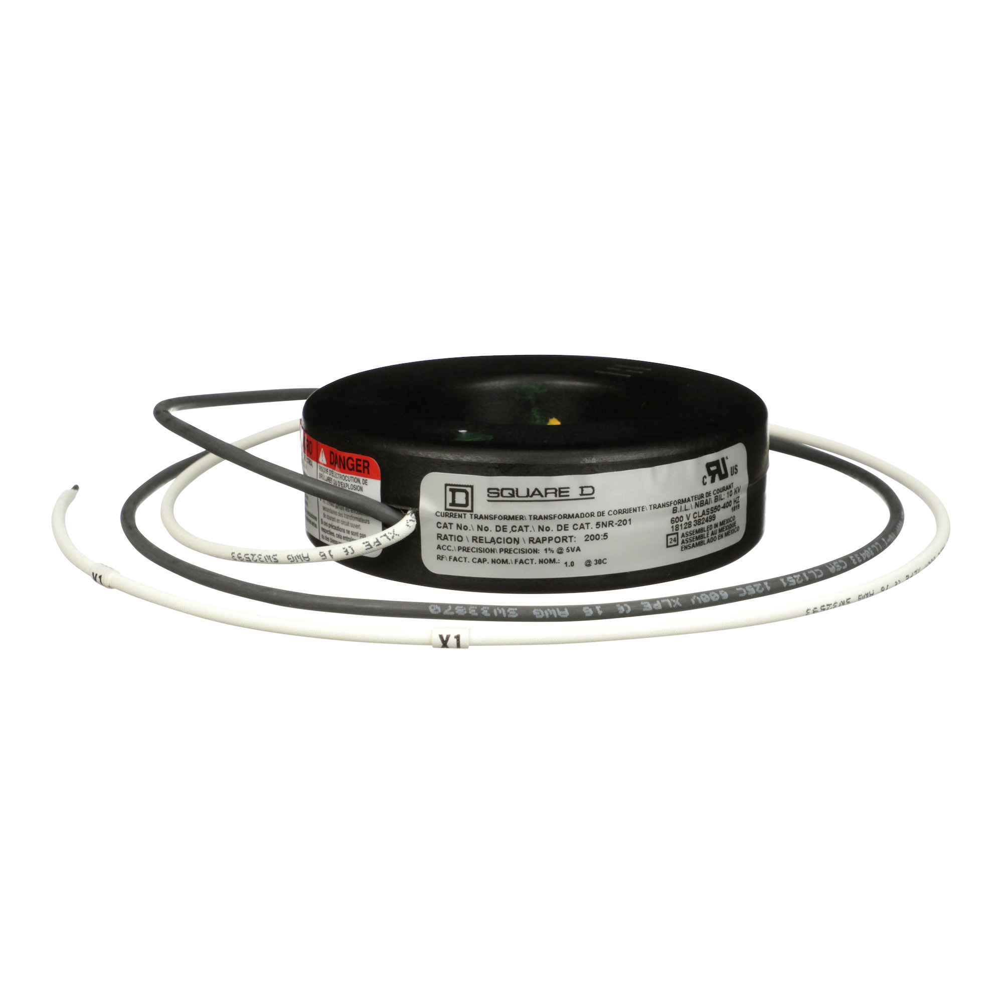 5NR201 Current Transformer, 200:5 Current Ratio, 200 A Primary, 5 A Secondary, 600 V AC