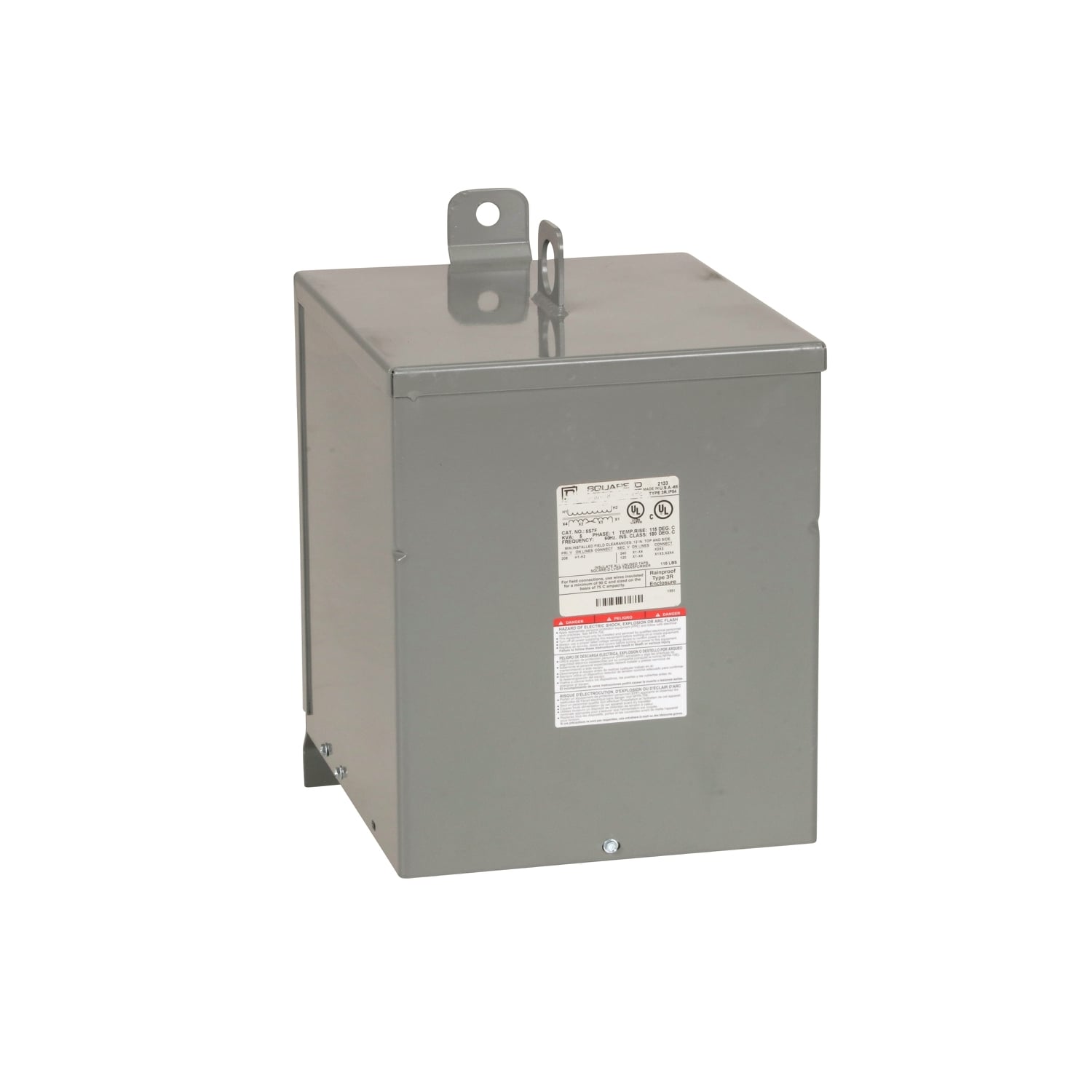 5S7F Dry Sealed Low Voltage Low Voltage Transformer, 208 V AC Primary, 120/240 VAC Secondary, 5 kVA Power Rating, 60 Hz, 1 Phase
