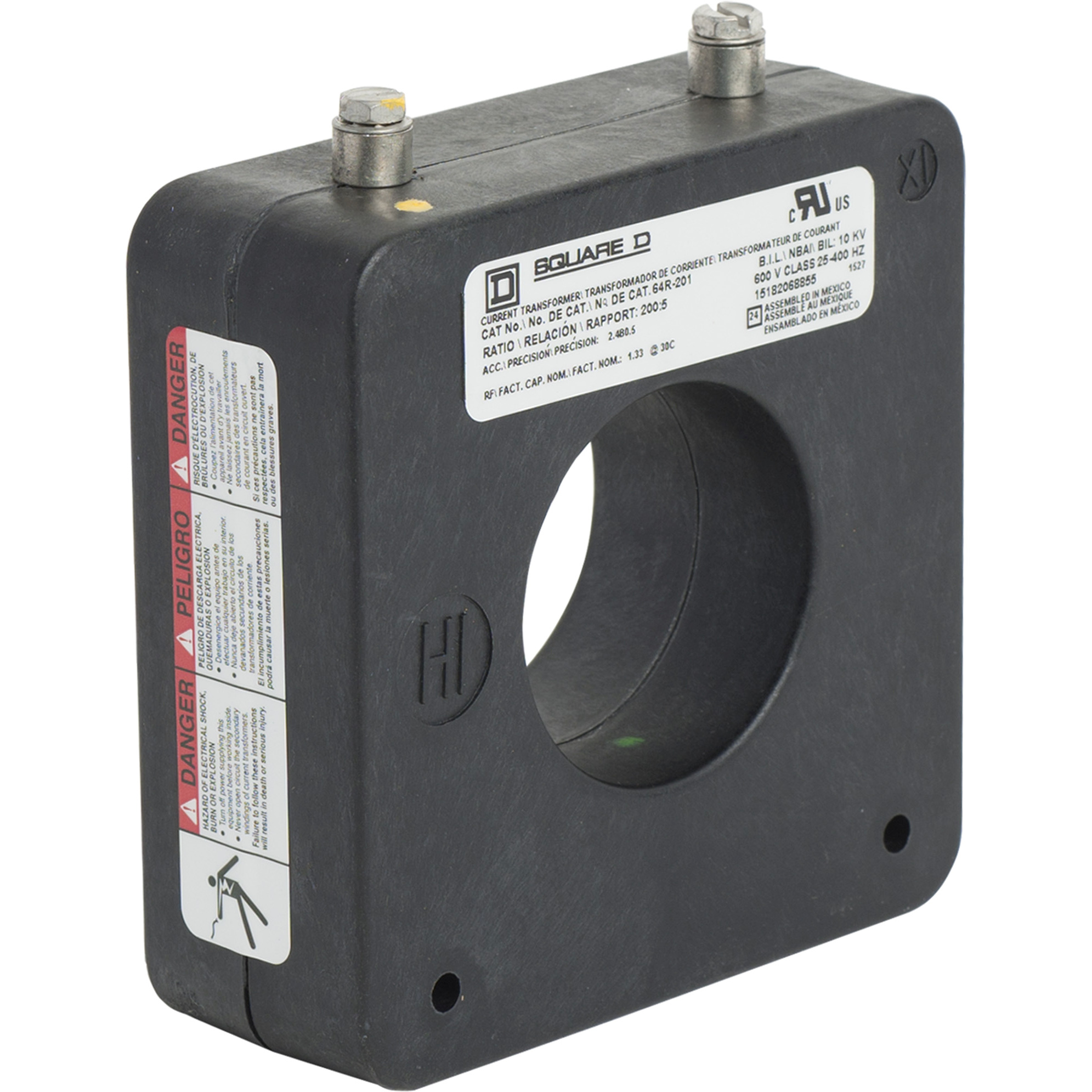 64R201 Torroidal Current Transformer, 200:5 Current Ratio, 25 to 400 Hz