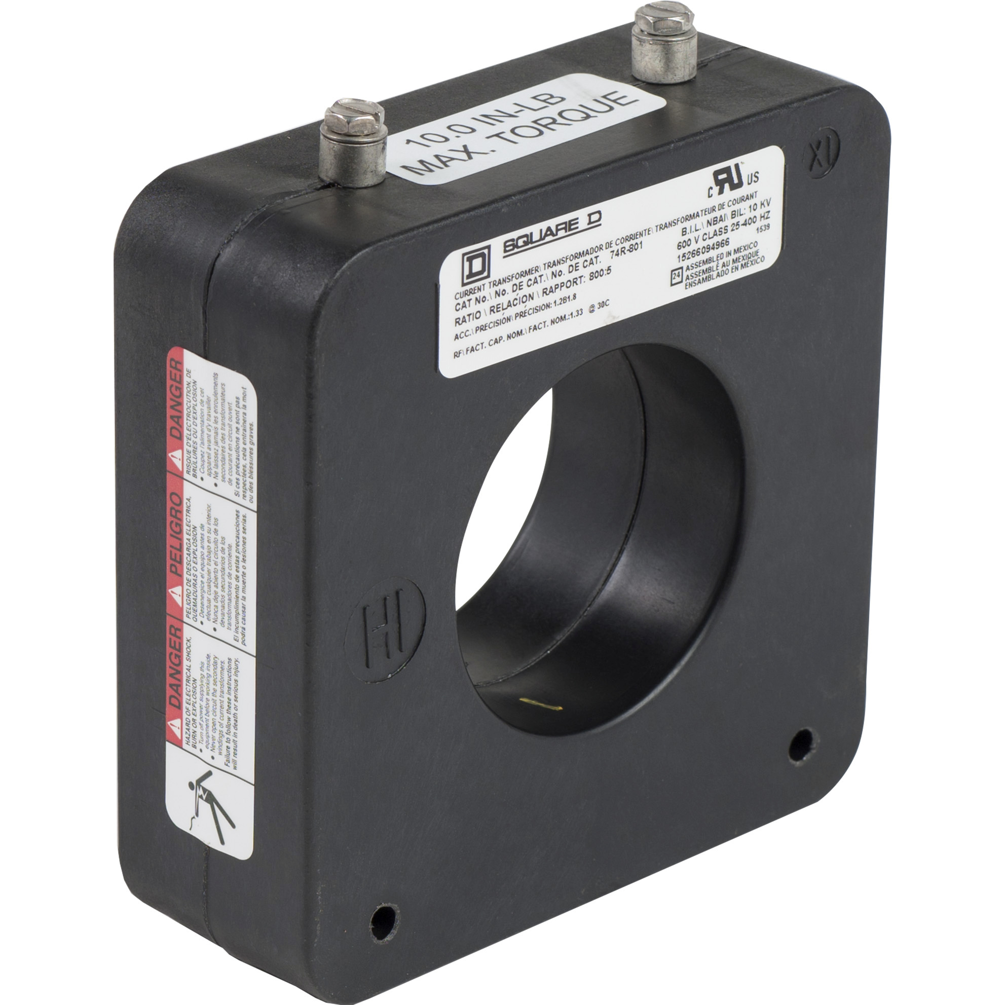 74R801 Model 74R Torroidal Current Transformer, 800:5 Current Ratio, 25 to 400 Hz