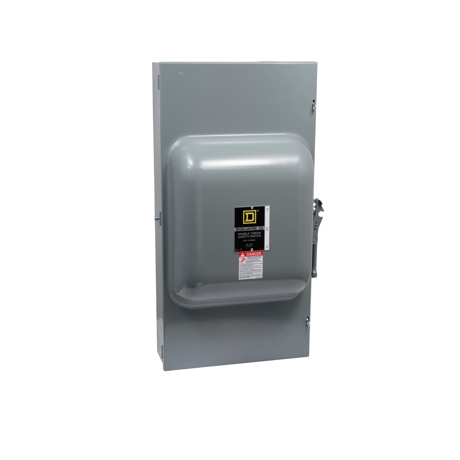 82254N E1 Non-Fusible Safety Switch With Neutral, 240 V AC/250 V DC, 200 A, 15 hp, 2 Form C DPDT Contact, 2 Poles