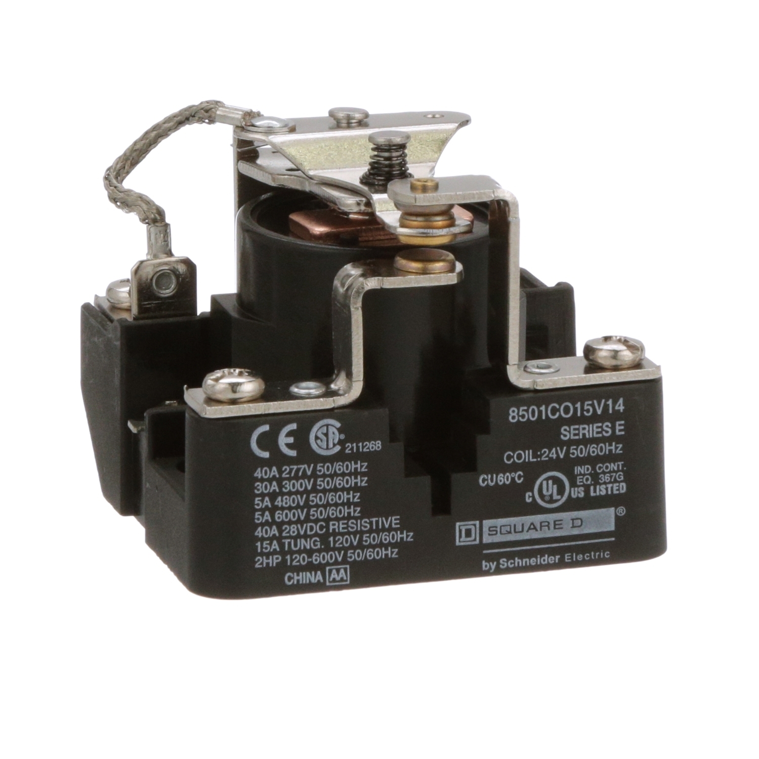 8501CO15V14 1-Phase Type C Heavy Duty Power Relay, 30 A, 5 Pin, 1CO 1 Form C SPDT Contact, 24 V AC V Coil