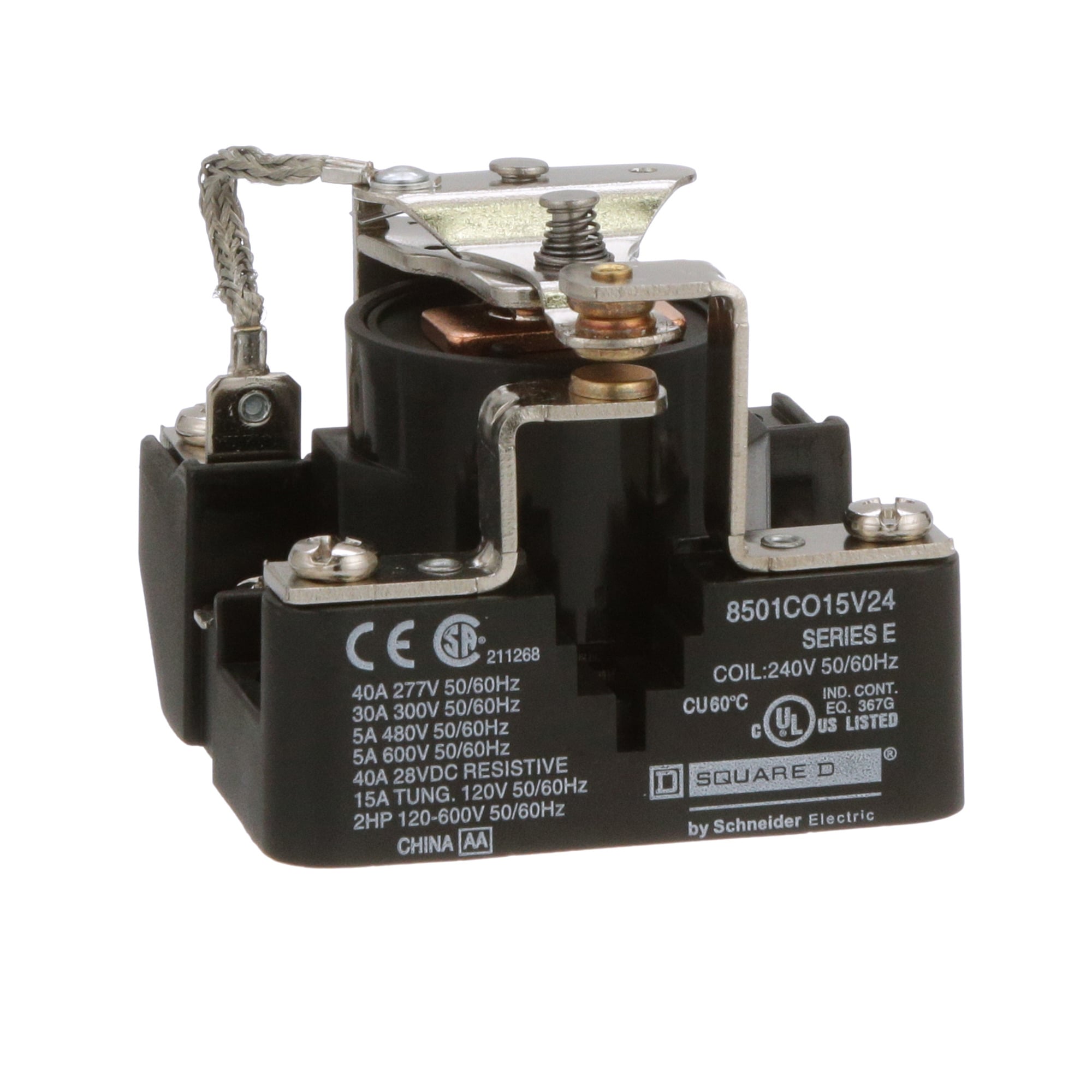 8501CO15V24 1-Phase Type C Heavy Duty Power Relay, 30 A, 5 Pin, 1CO 1 Form C SPDT Contact, 240 V AC V Coil
