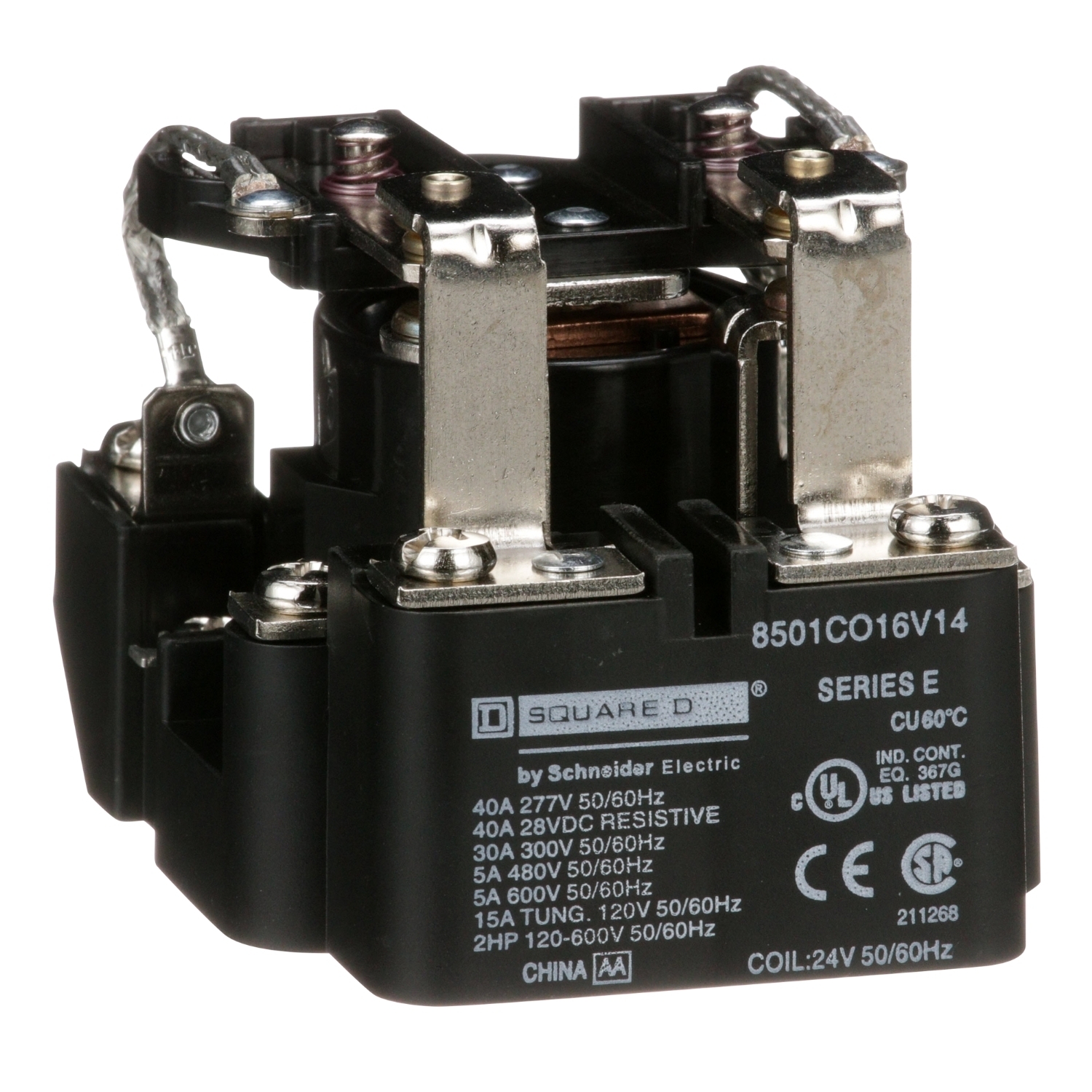 8501CO16V14 General Purpose Type C Power Relay, 30 A, 2NO-2NC 2 Form C DPDT Contact, 24 V AC V Coil