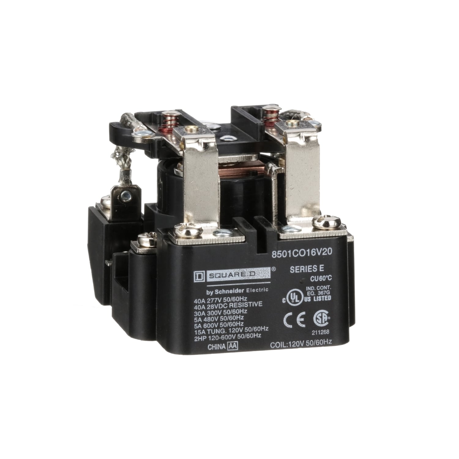 8501CO16V20 8501C Type C 1-Phase Power Relay, 30 A, 2NO-2NC 2 Form C DPDT Contact, 120 VAC V Coil