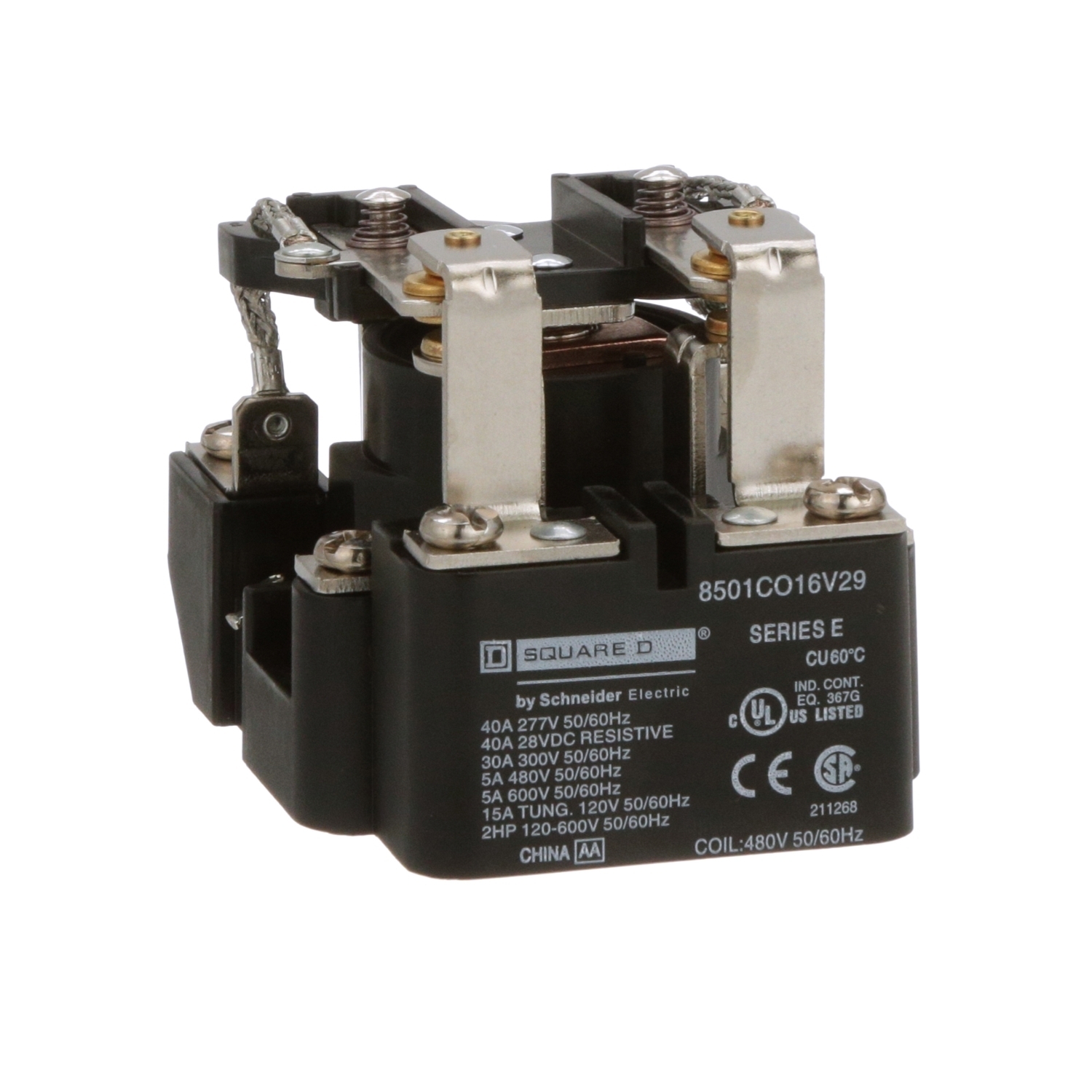 8501CO16V29 General Purpose Type C Power Relay, 30 A, 2NO-2NC 2 Form C DPDT Contact, 480 V AC V Coil