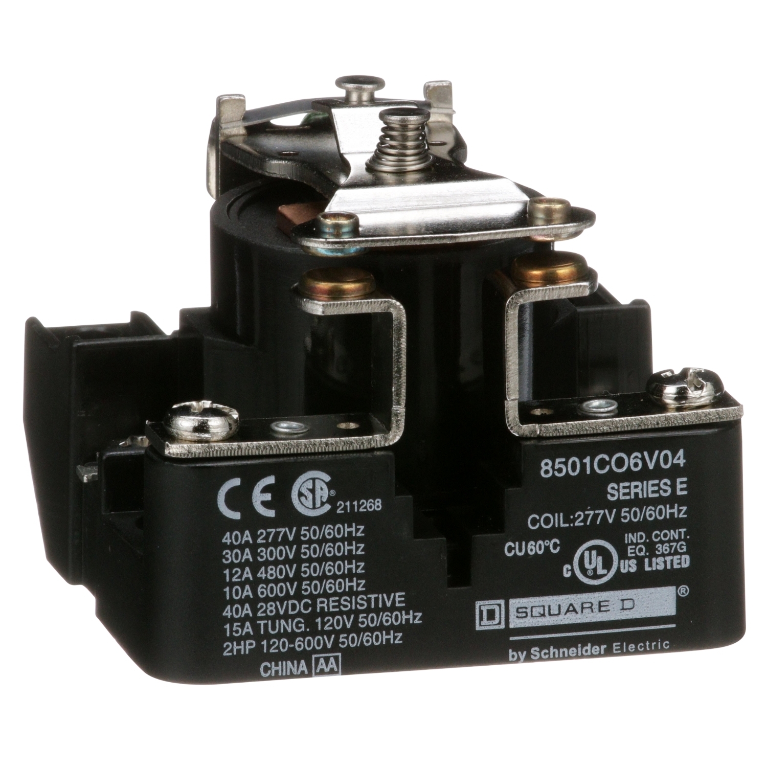 8501CO6V04 Type C 1-Phase Heavy Duty Power Relay, 10 A, 4 Pin, 1NO 1 Form A SPST Contact, 277 V AC V Coil
