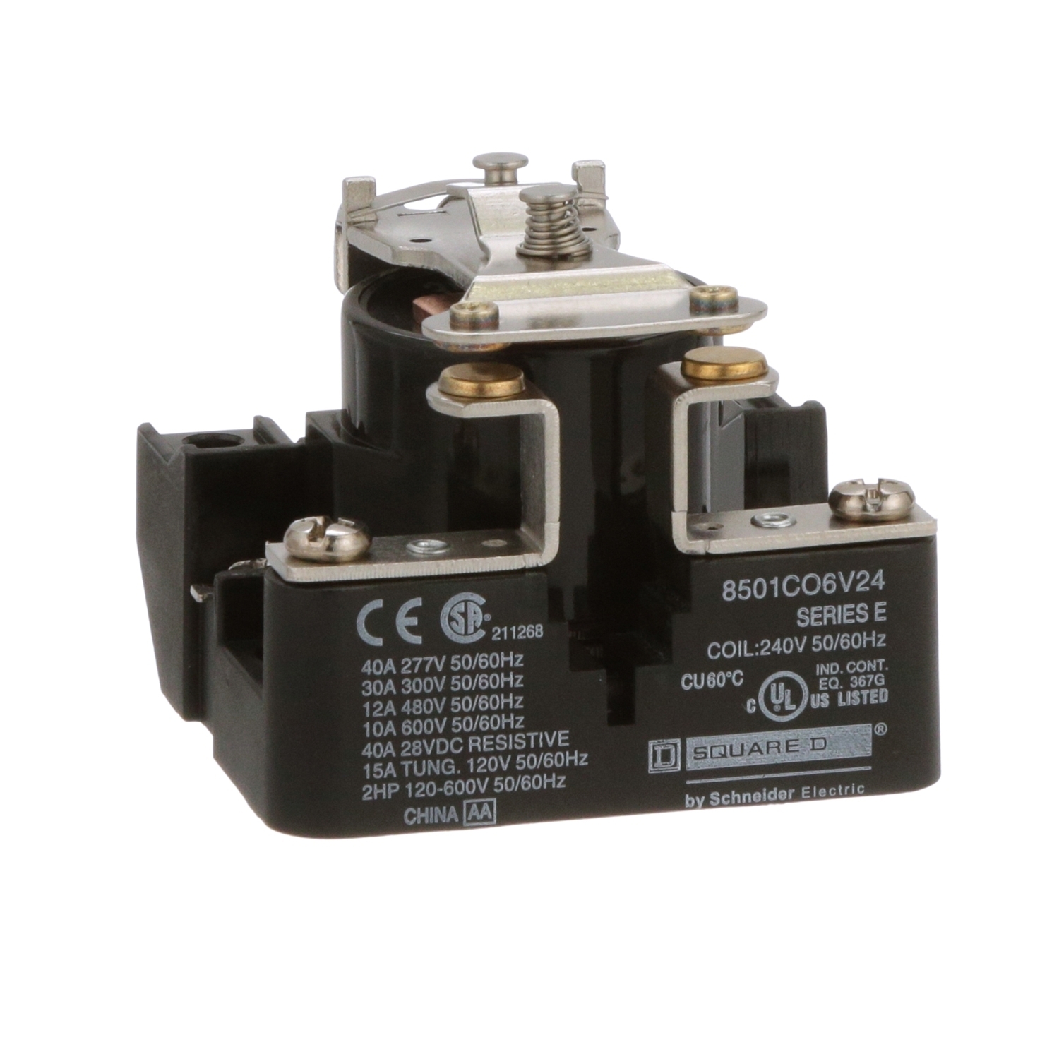 8501CO6V24 Type C 1-Phase Heavy Duty Power Relay, 30 A, 4 Pin, 1NO 1 Form A SPST Contact, 240 V AC V Coil