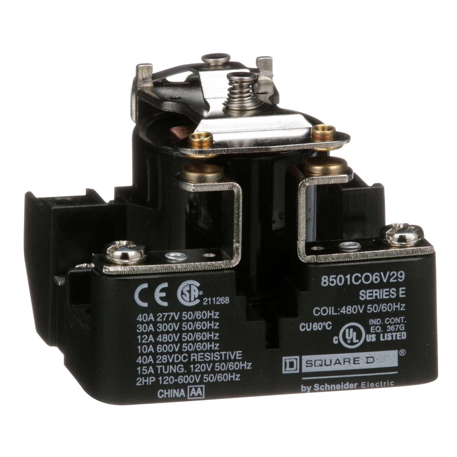 8501CO6V29 Type C 1-Phase General Purpose Power Relay, 30 A, 1NO 1 Form A SPST Contact, 480 V AC V Coil