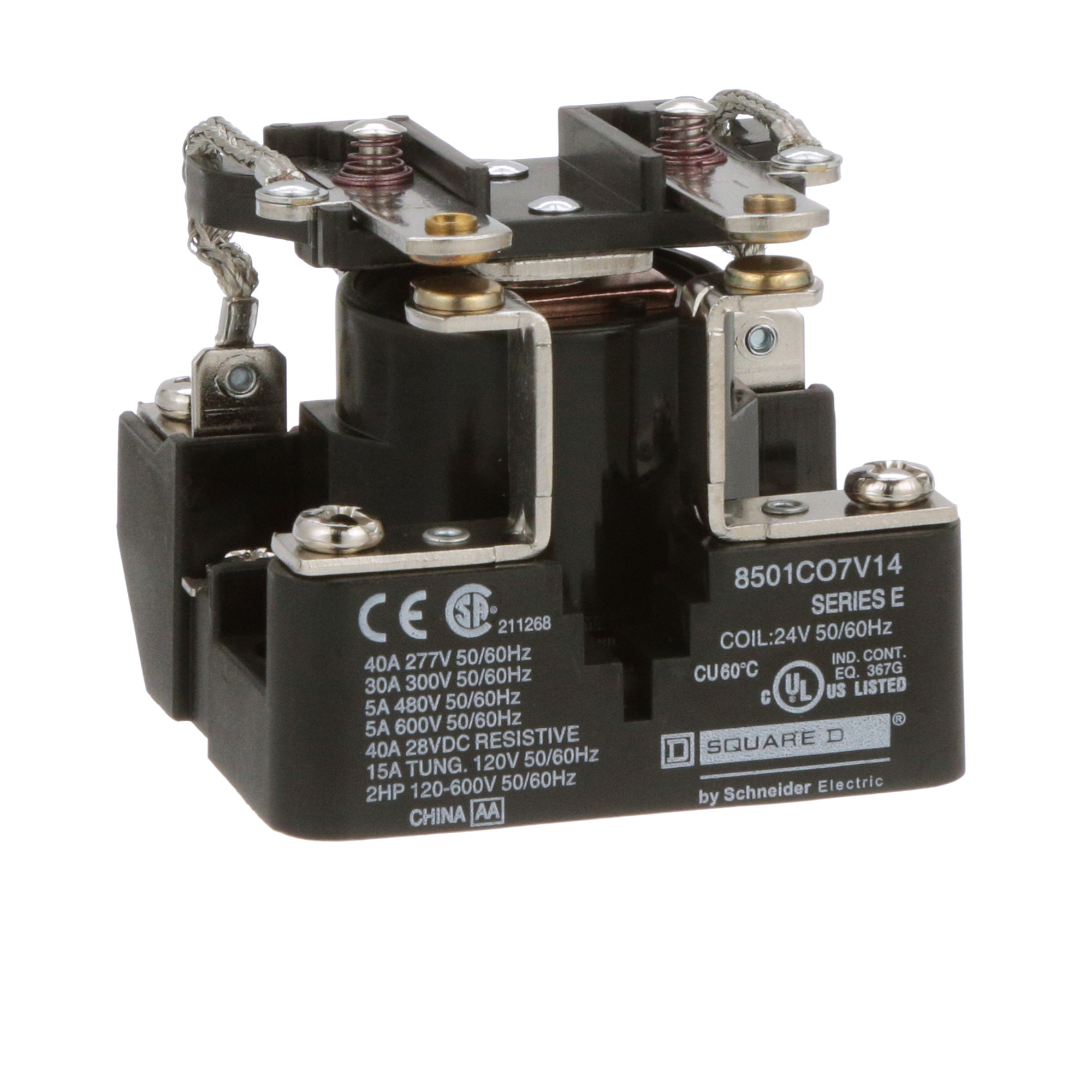 8501CO7V14 General Purpose Type C Power Relay, 30 A, 2NO 2 Form A DPST Contact, 24 V AC V Coil