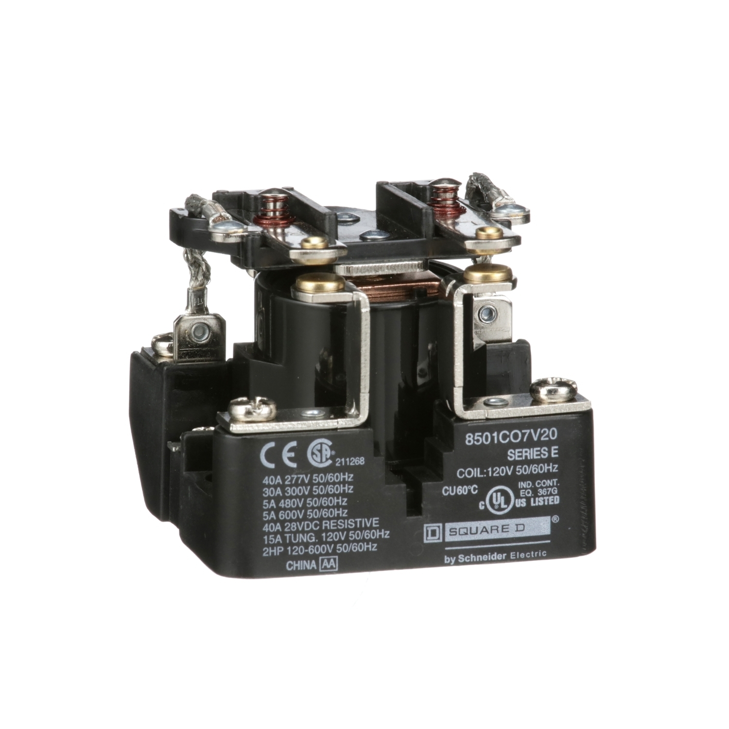 8501CO7V20 General Purpose Type C Power Relay, 30 A, 2NO 2 Form A DPST Contact, 120 V AC V Coil