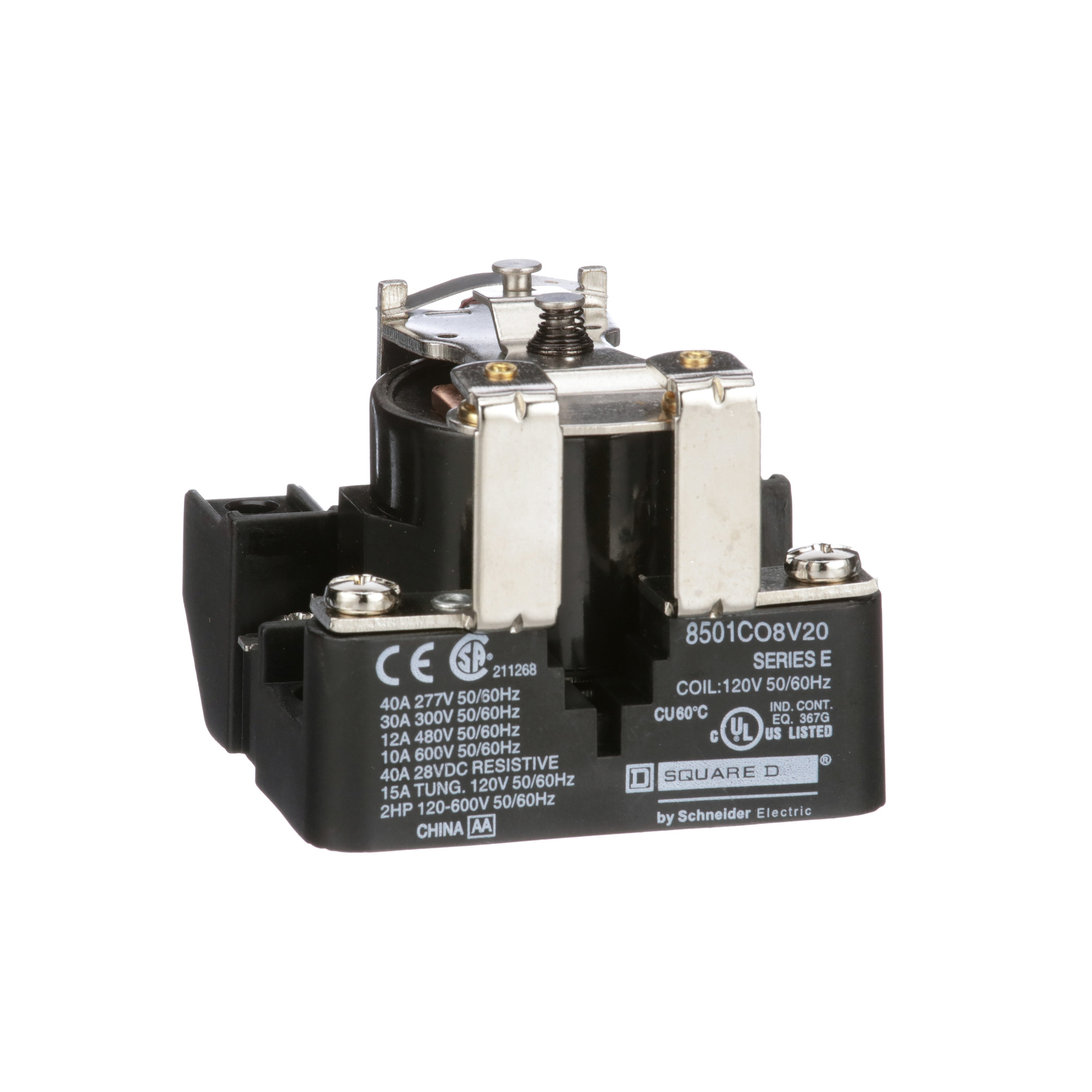 8501CO8V20 8501C Type C 1-Phase 2 HP Power Relay, 10 A, 1NC 1 Form B Contact, 120 V AC V Coil