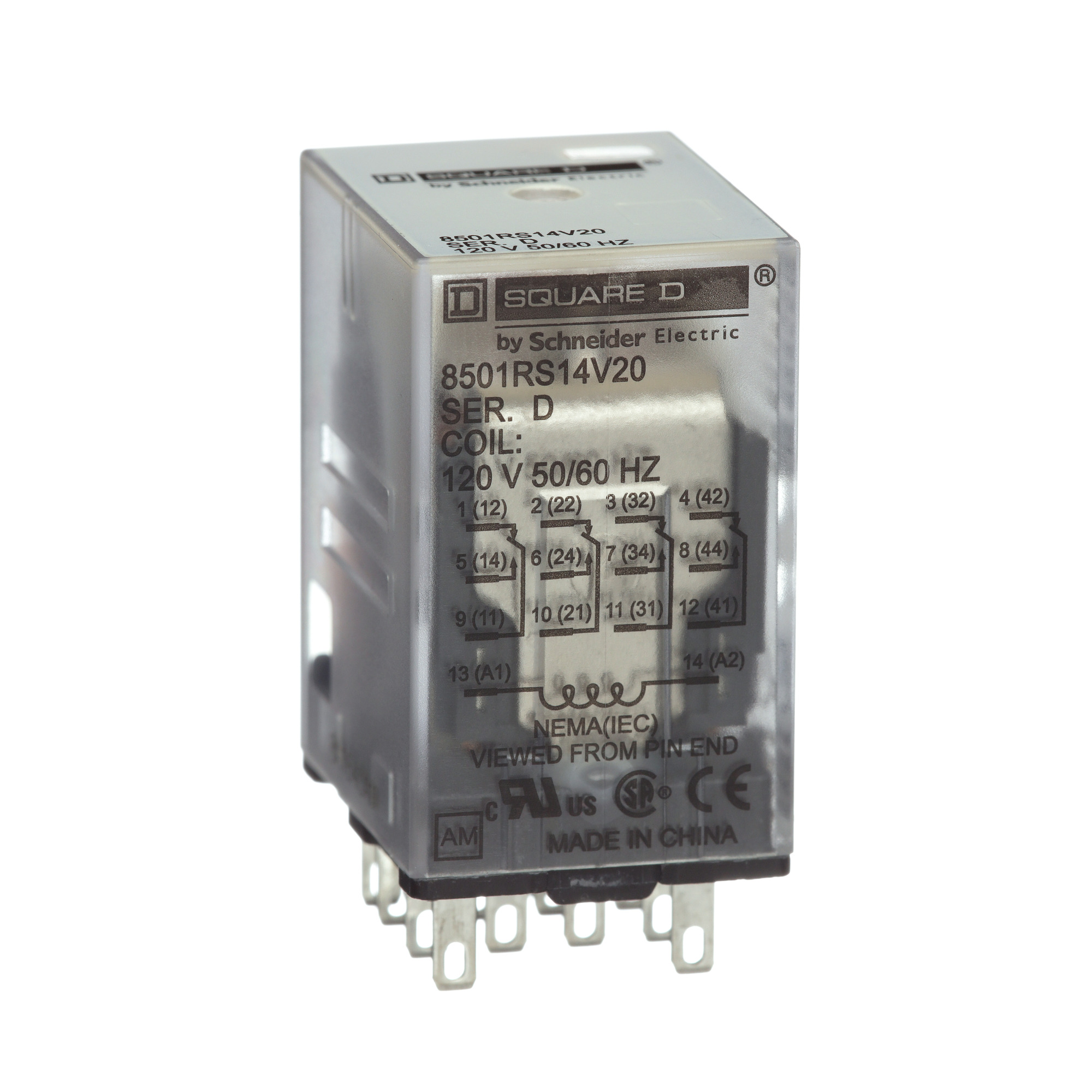 8501RSD14M1P14V53 Miniature Low Voltage General Purpose Relay, 5 A, 4 Form C 4PDT Contact, 300 V AC/30 V DC V Coil