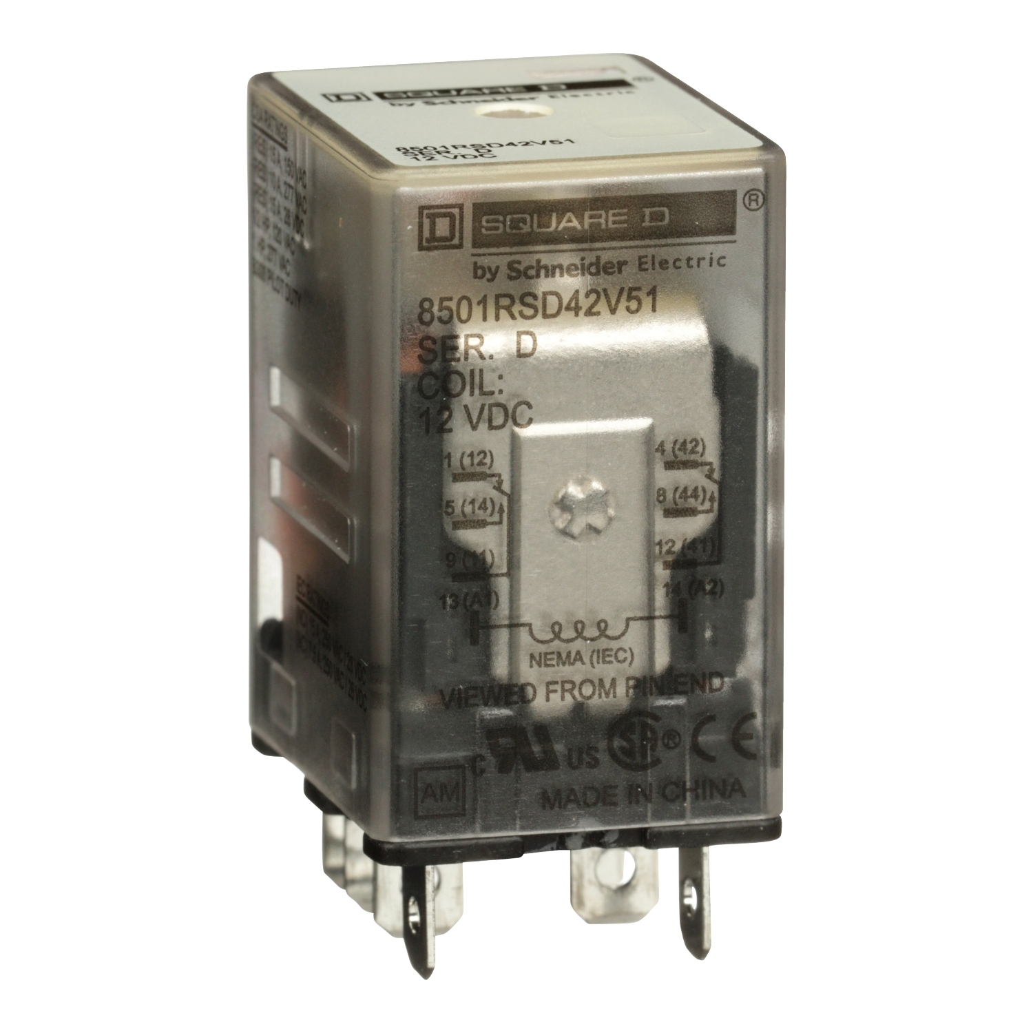 8501RSD42V51 8501R Miniature Standard General Purpose Relay, 10 A, 2 Form C DPDT Contact, 300 V AC/30 V DC V Coil