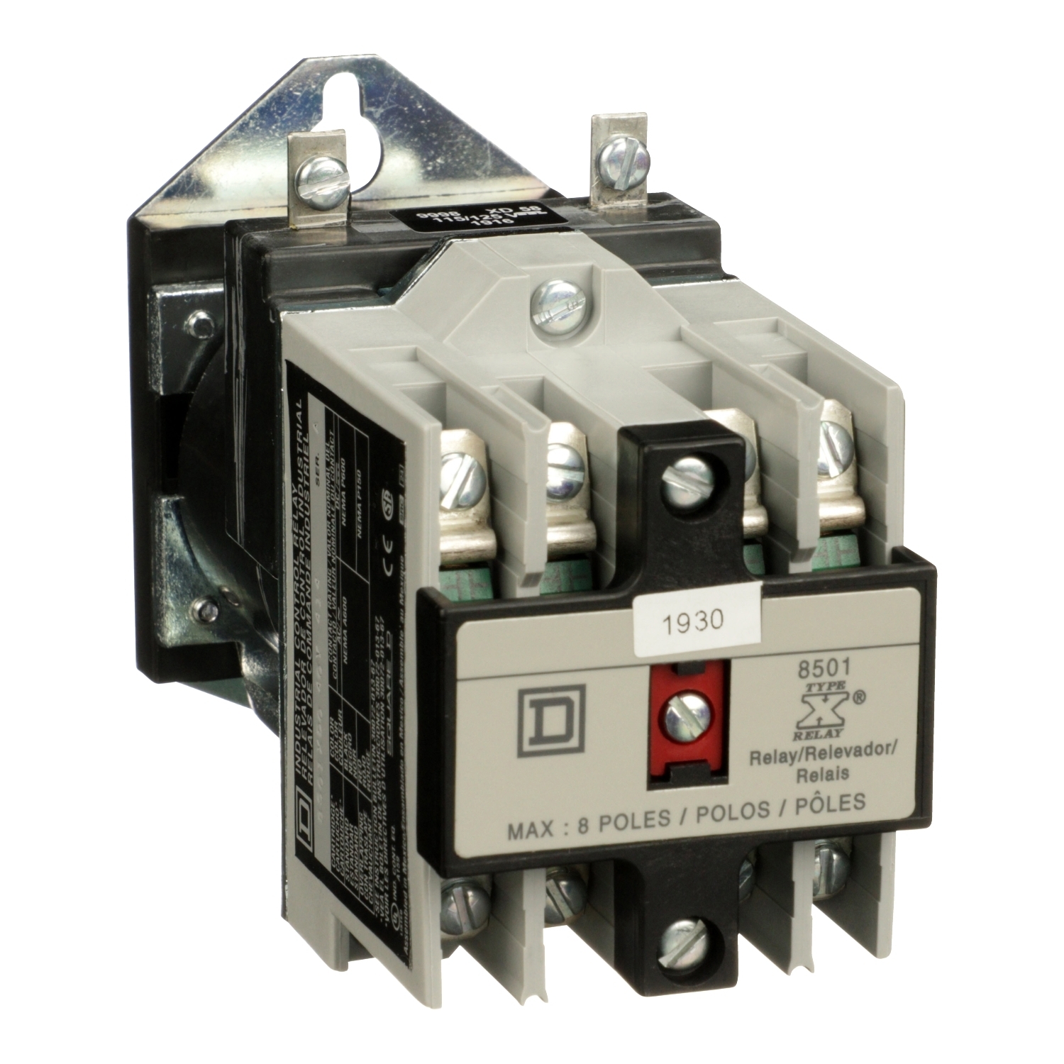 8501XDO40V62Y414 Type X Control Relay, 10 A AC/5 A DC, 4NO 4 Form A Contact, 115/125 V DC V Coil
