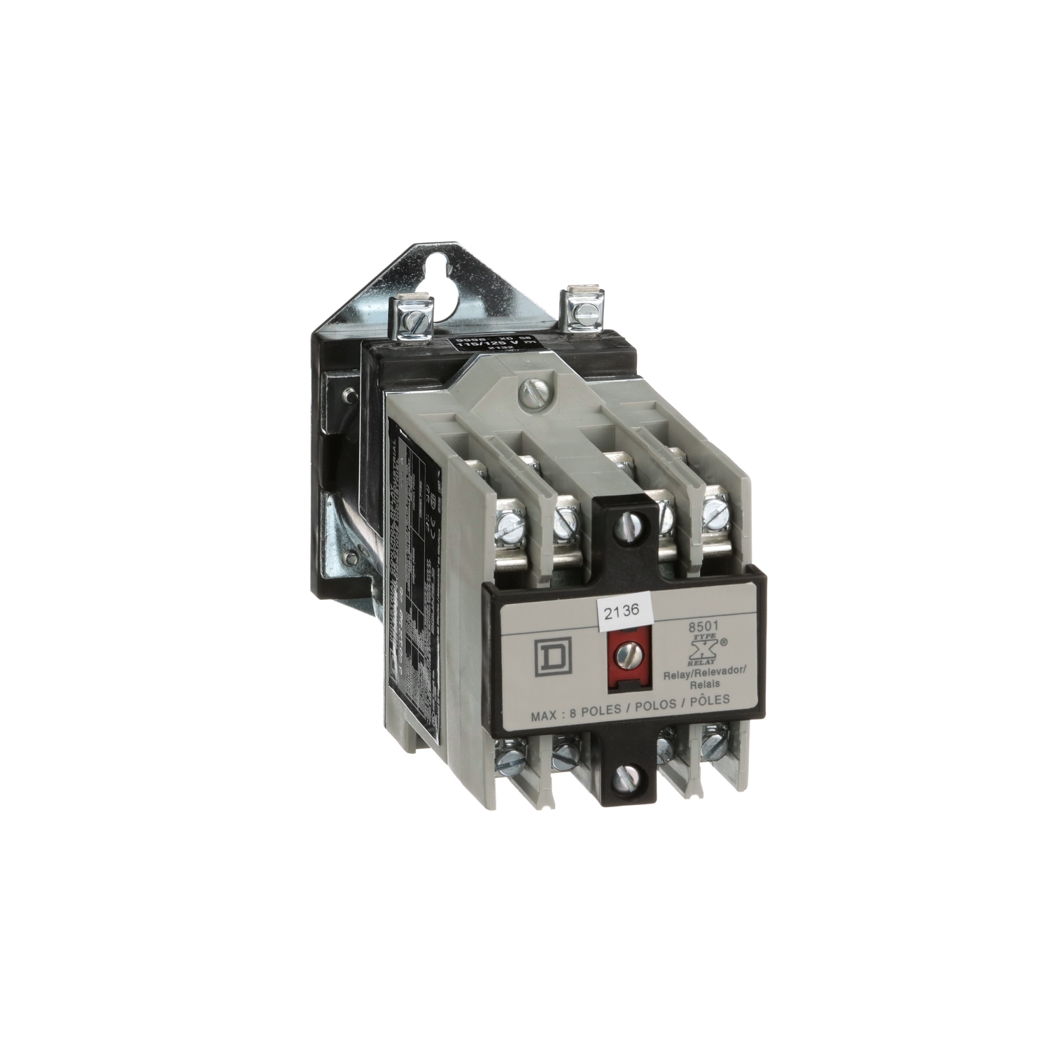 8501XDO60V62 Type X Control Relay, 10 A AC/5 A DC, 6NO 6 Form A Contact, 115/125 V DC V Coil