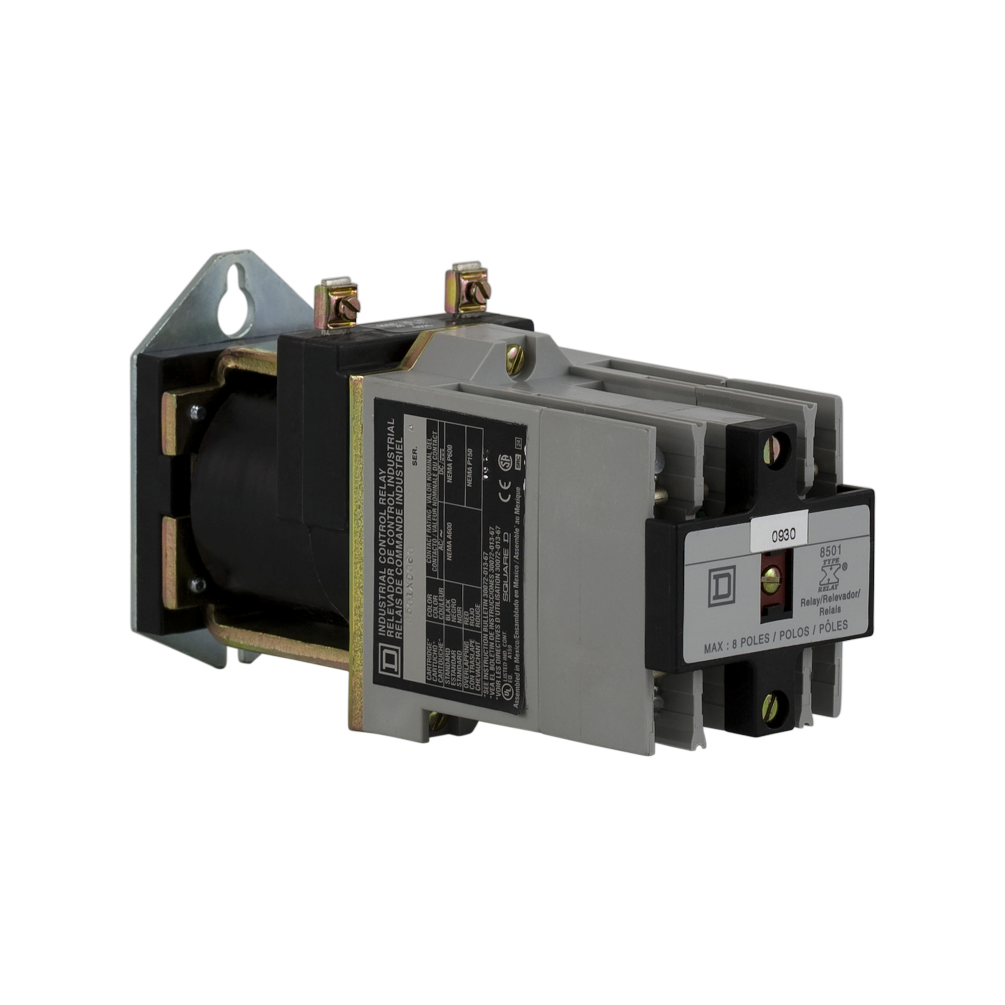 8501XDO80V66 Type X Control Relay, 10 A AC/5 A DC, 8NO 8 Form A Contact, 230/250 V DC V Coil