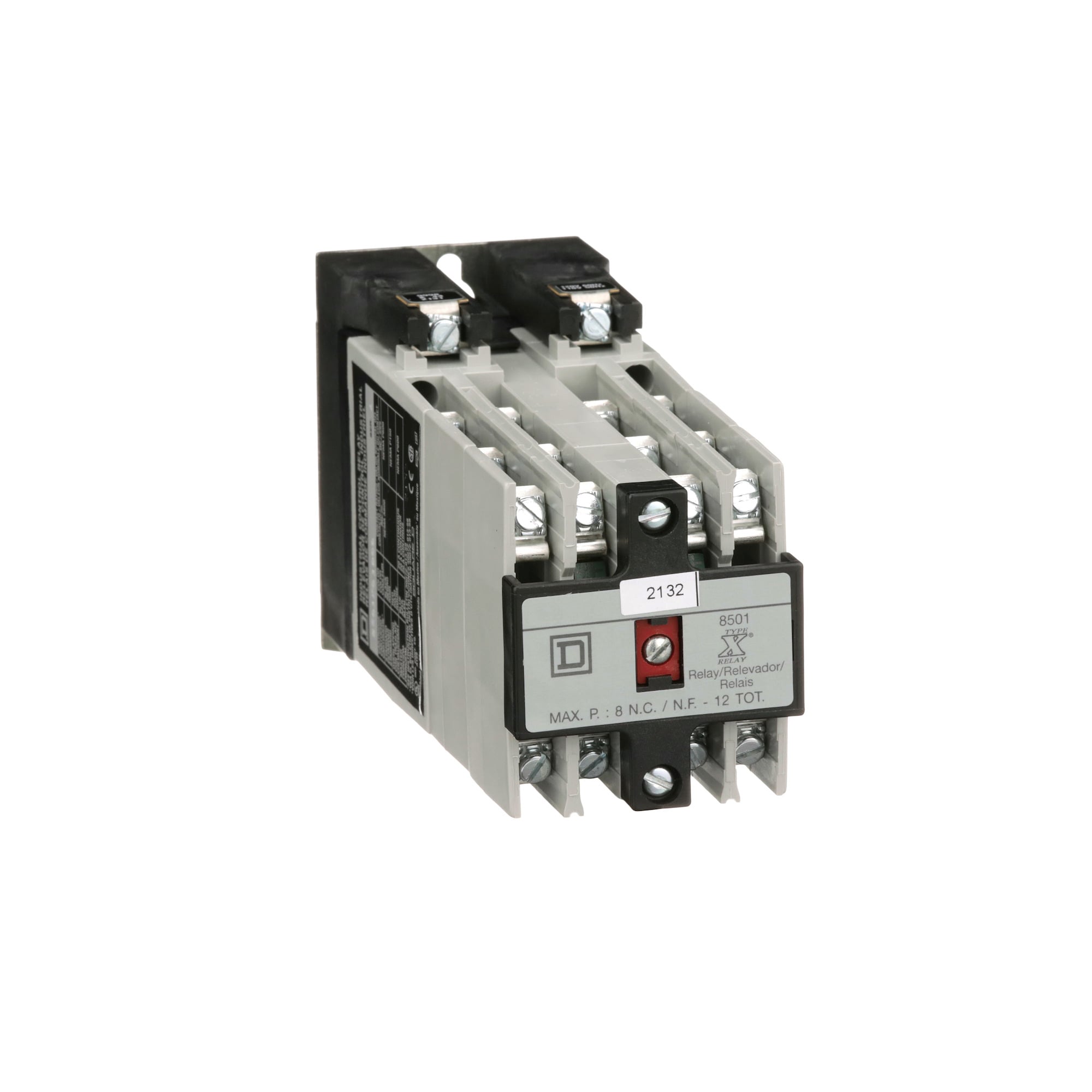 8501XO1000V02 NEMA Control Relay, 10 A AC/5 A DC, 10NO 10 Form A Contact, 110 V AC at 50 Hz to 120 V AC at 60 Hz V Coil