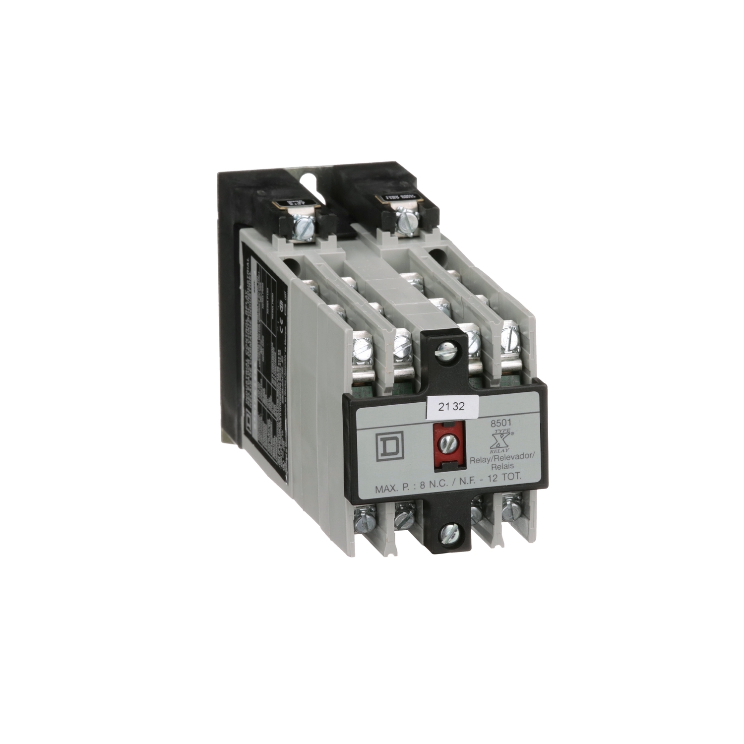 8501XO1200V02 Type X NEMA Control Relay, 10 A AC/5 A DC, 12NO 12 Form A Contact, 110 to 120 V AC V Coil