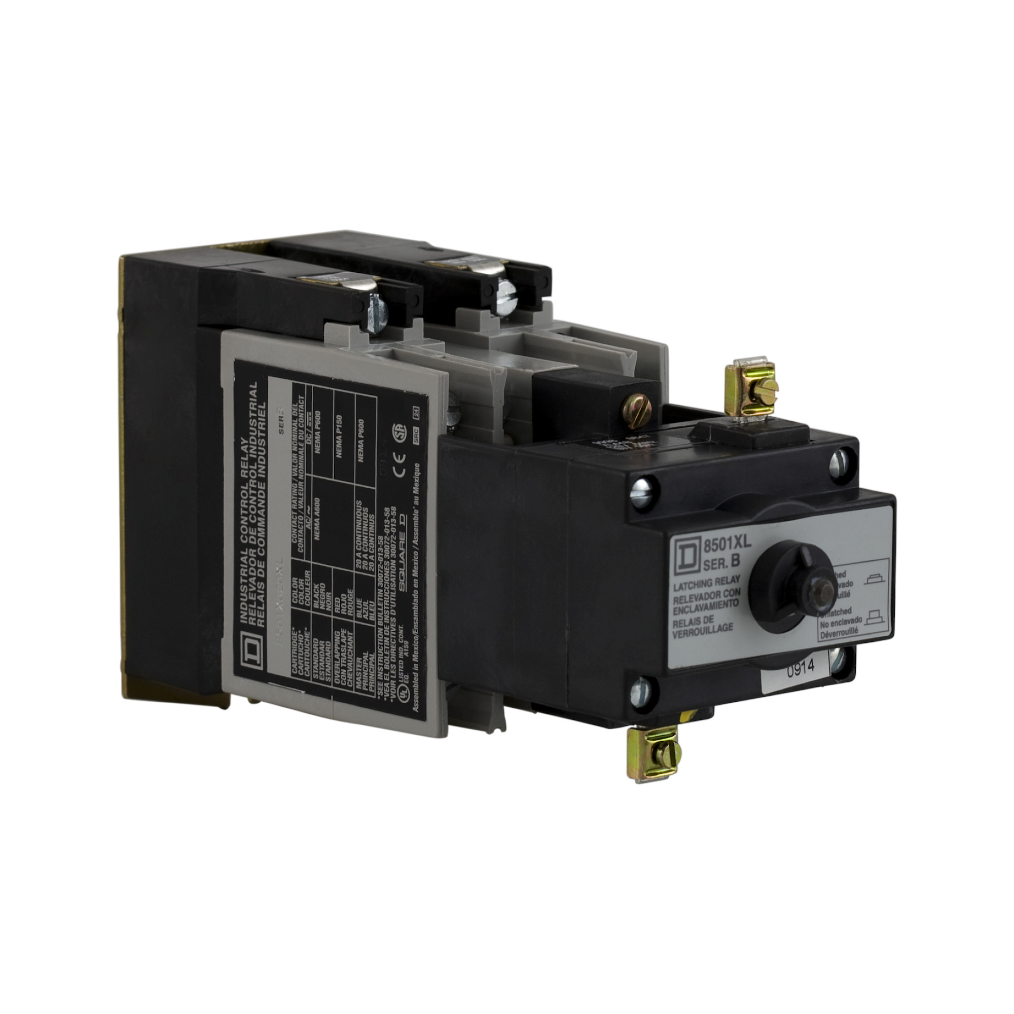 8501XO20XLV02 Type X Latching NEMA Control Relay, 10 A AC/5 A DC, 2NO 2 Form A Contact, 110 to 120 VAC V Coil