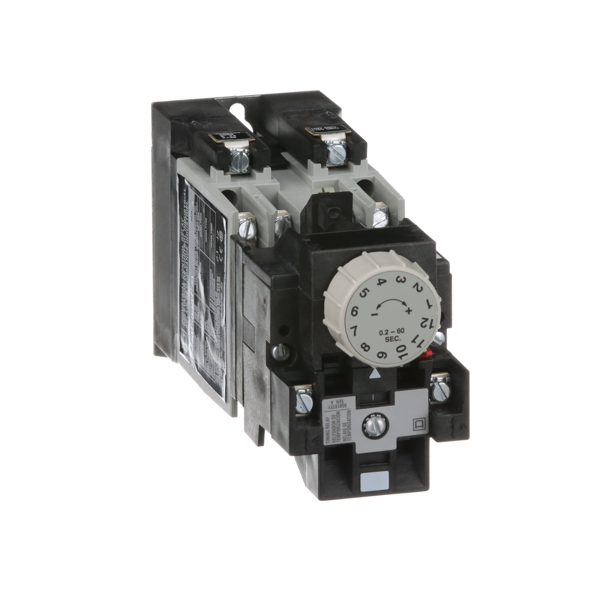 8501XO20XTE1V02 Type X Timing Relay, 0.2 to 60 s Setting, 600 V AC, 2NO 2 Form A Contact, 2 Poles