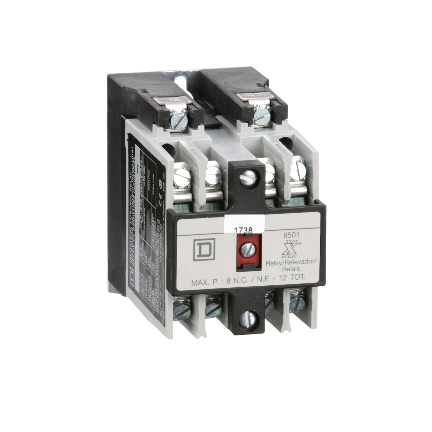 8501XO40V02 Type X NEMA Control Relay, 5/10 A, 4NO 4 Form A Contact, 110/120 V AC V Coil