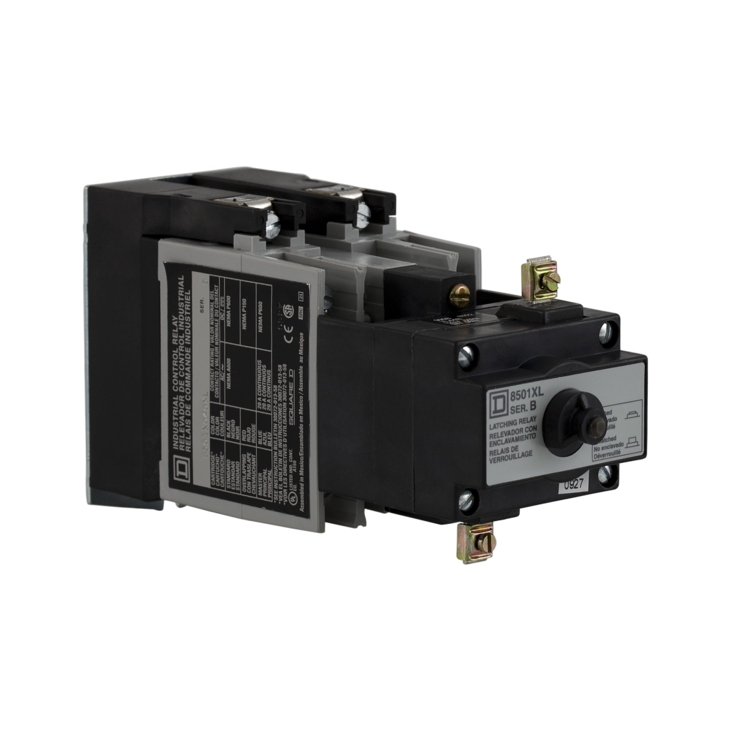 8501XO40XLV02 Type X Latching NEMA Control Relay, 10 A AC/5 A DC, 4NO 4 Form A Contact, 110 to 120 VAC V Coil
