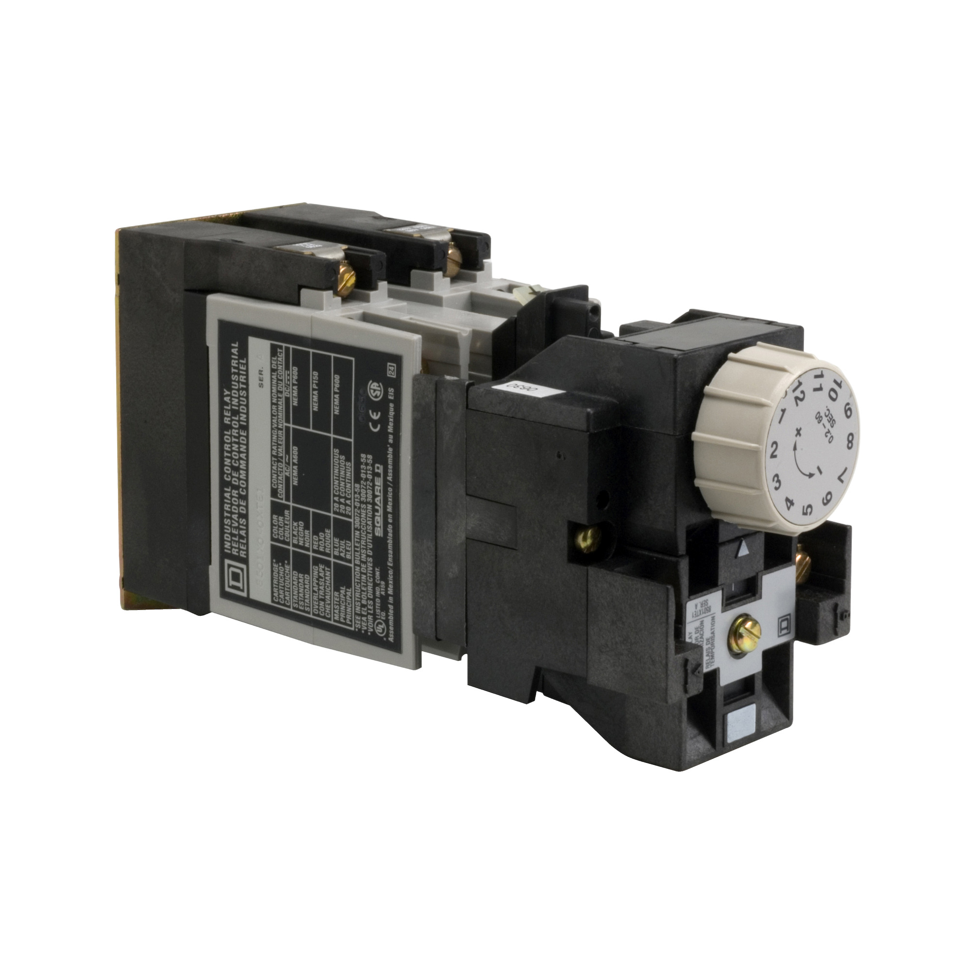 8501XO40XTD1V02 Type X Timer Relay, 0.2 to 60 s Setting, 600 V AC, 4NO 4 Form A Contact, 4 Poles