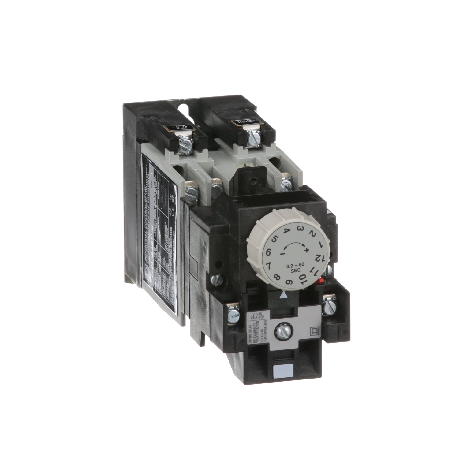 8501XO40XTE1V02 Type XO40 Timing Relay, 0.2 to 60 s Setting, 600 V AC, 4NO 4 Form A Contact, 4 Poles