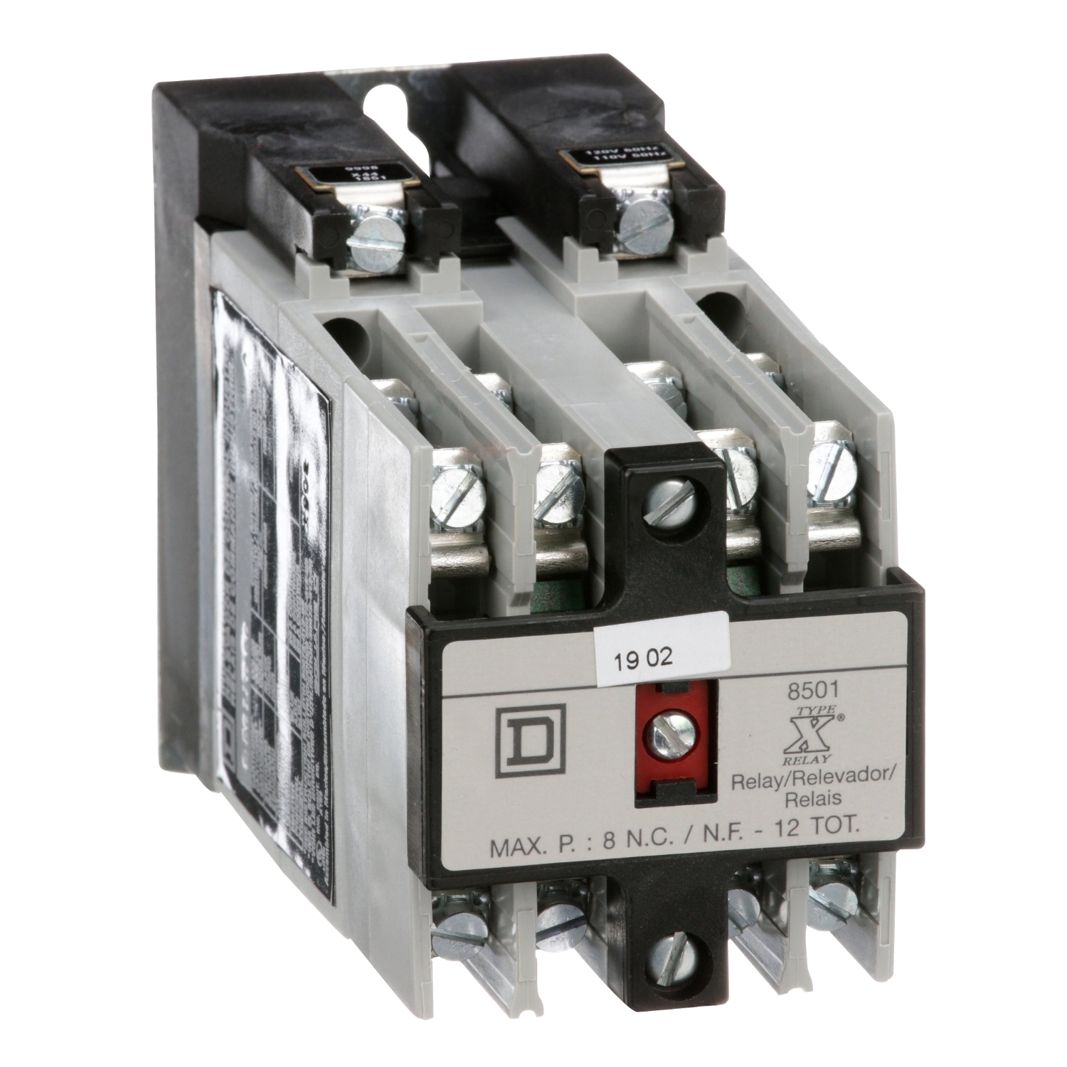 8501XO60V02 Type X NEMA Control Relay, 10 A AC/5 A DC, 6NO 6 Form A Contact, 110 to 120 V AC V Coil