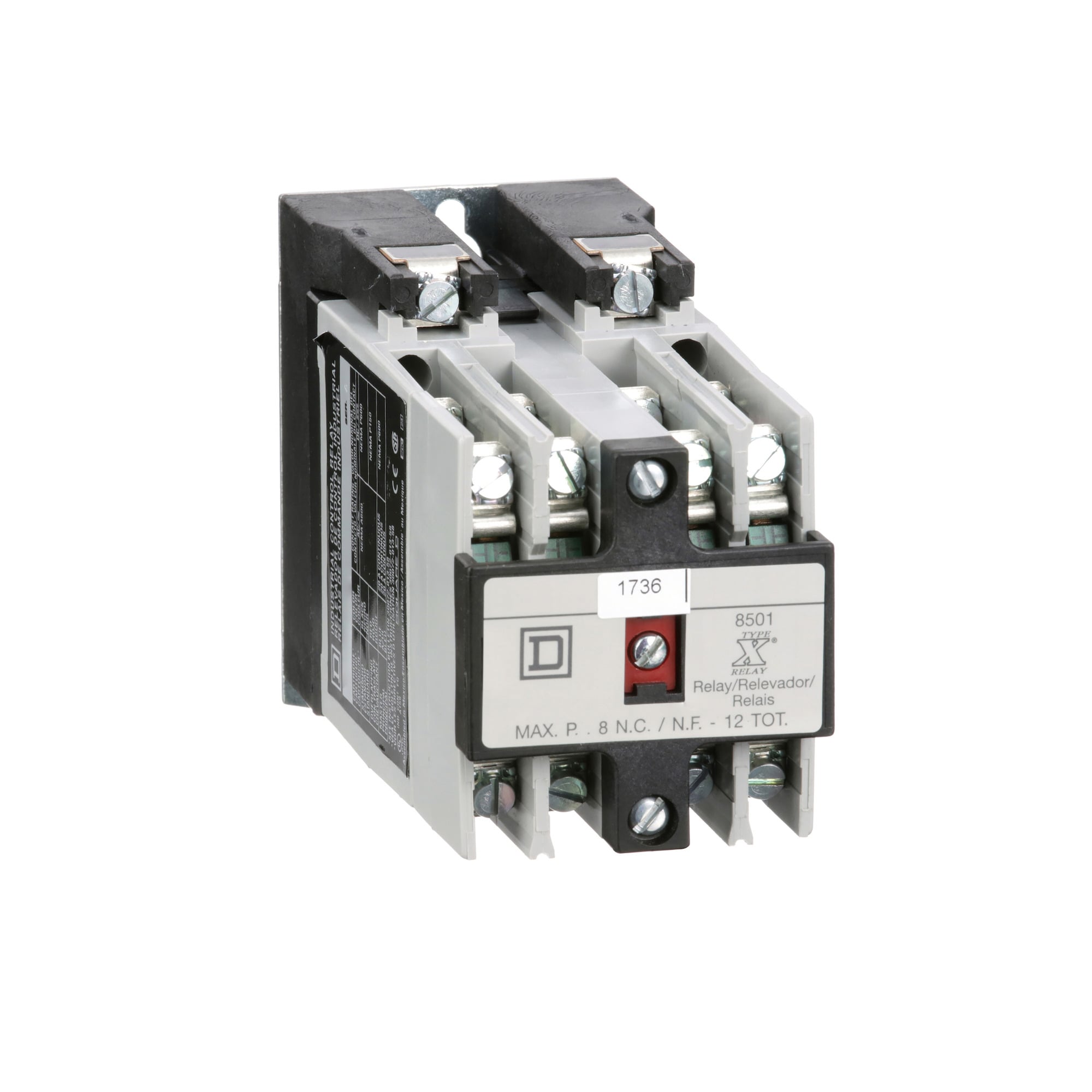 8501XO80V03 Type X Control Relay, 10 A AC/5 A DC, 8NO 8 Form A Contact, 220 V AC at 50 Hz to 240 V AC at 60 Hz V Coil