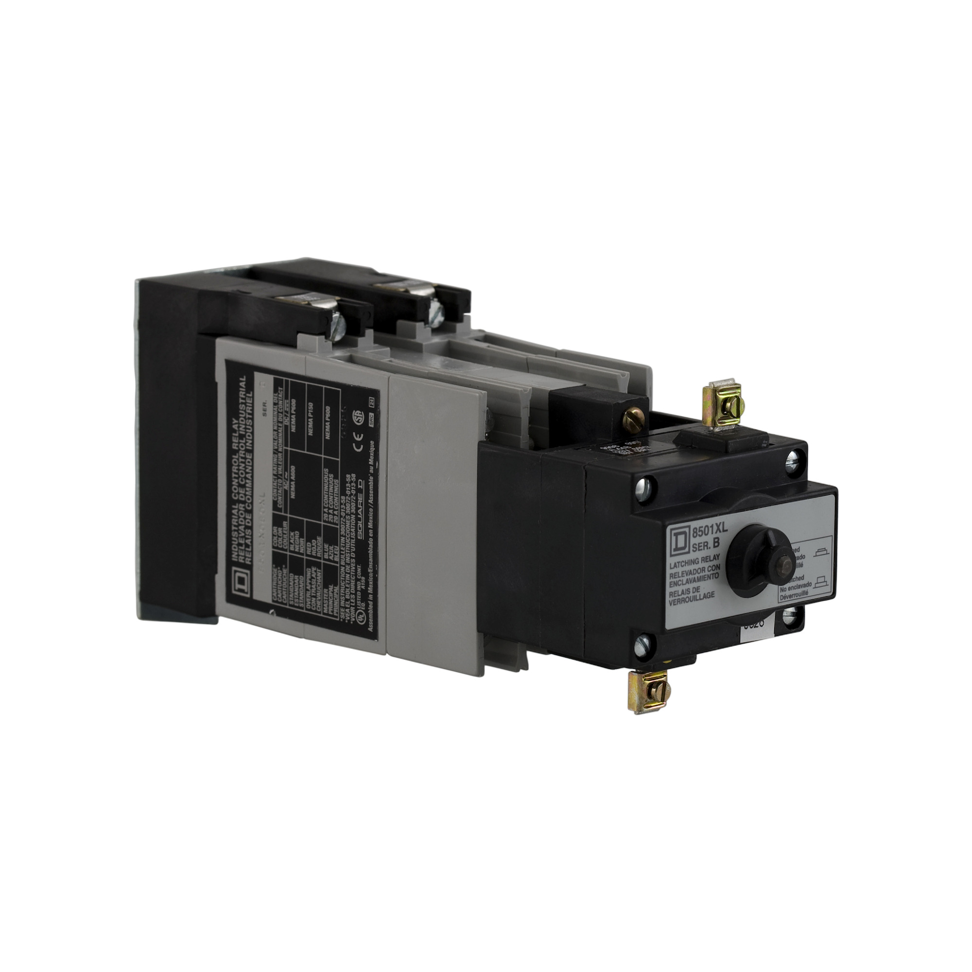 8501XO80XLV02 Type X Latching NEMA Control Relay, 10 A AC/5 A DC, 8NO 8 Form A Contact, 110 to 120 VAC V Coil