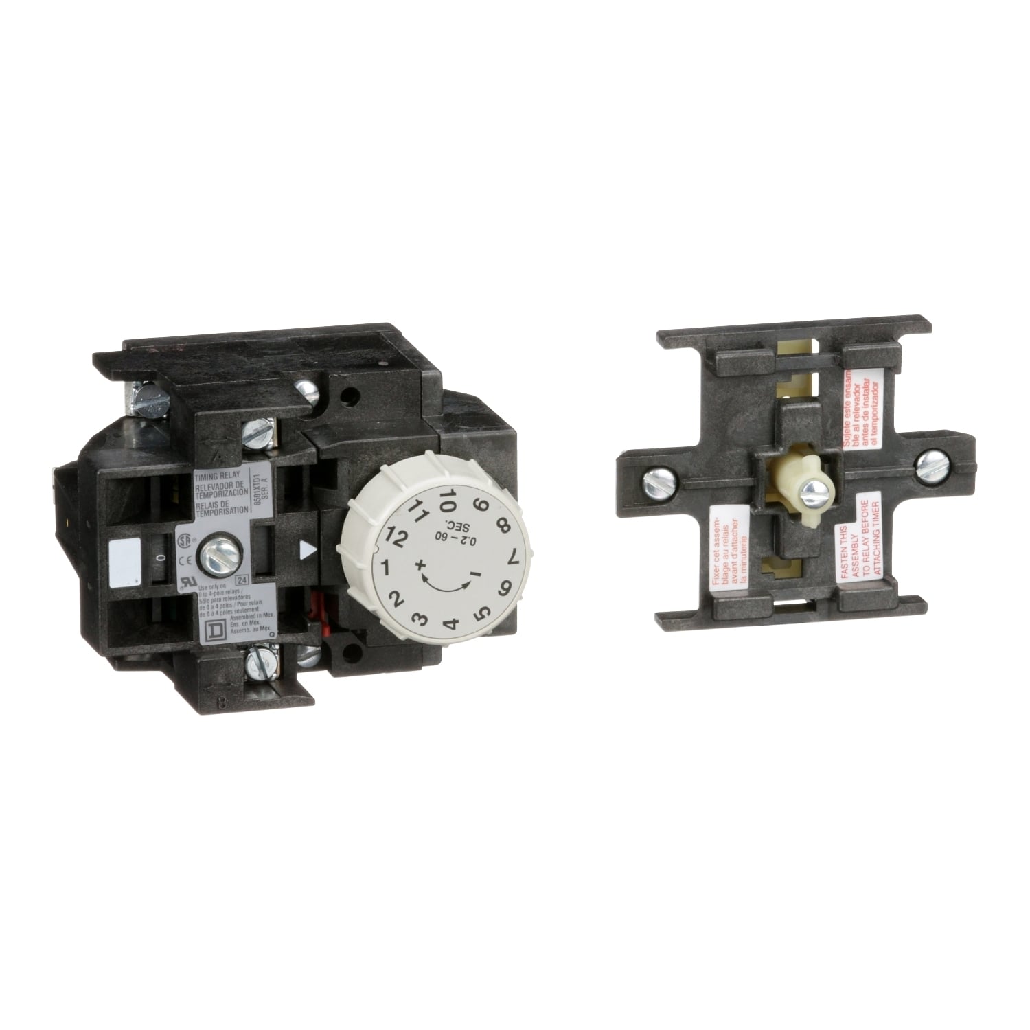 8501XTD1 Pneumatic Relay Timer Attachment, 600 V AC, 10 A, For Use With 8501X Series Control Relay, 1NO-1NC 1 Form A/1 Form B Contact, 8 Poles