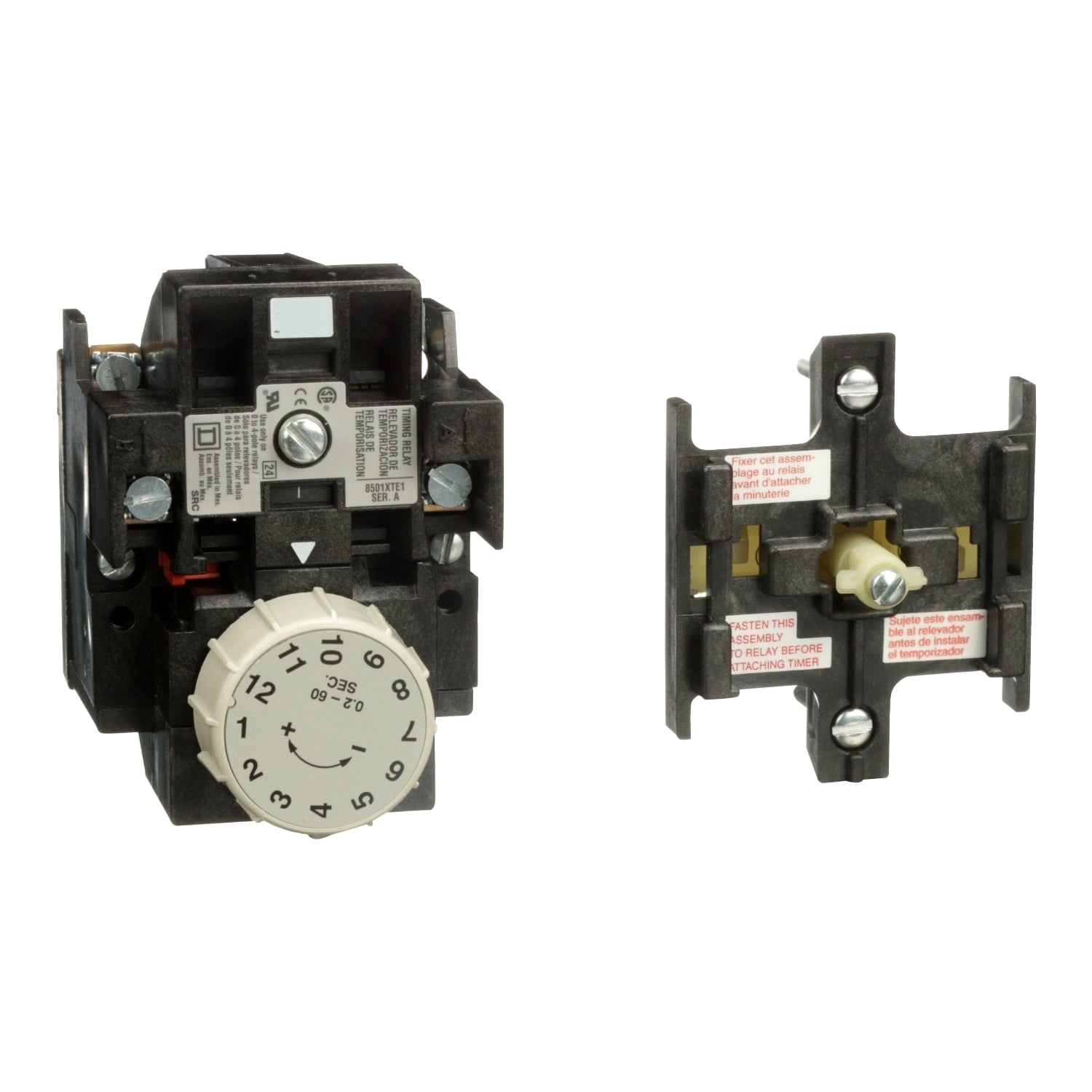 8501XTE1 Pneumatic Relay Timer Attachment, 600 V AC, 10 A, For Use With 8501X Series Control Relay, 1NO-1NC 1 Form A/1 Form B Contact, 8 Poles