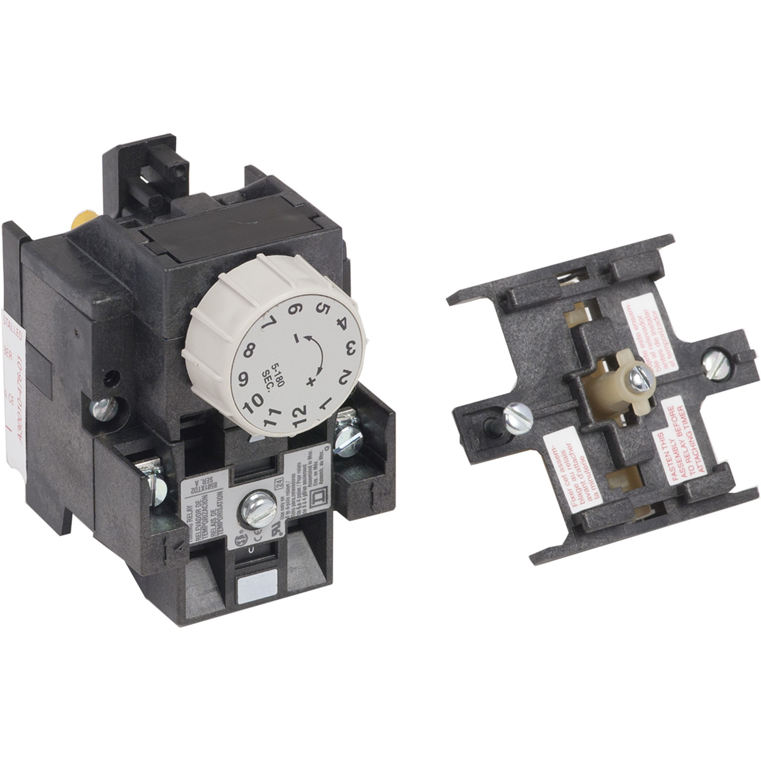 8501XTE1Y414 Type X Direct Pneumatic Timer Attachment, 0.2 to 60 s ON Delay, Ring Tongue Connection, Surface Mounting, For Use With Class 8501 NEMA Type Relay