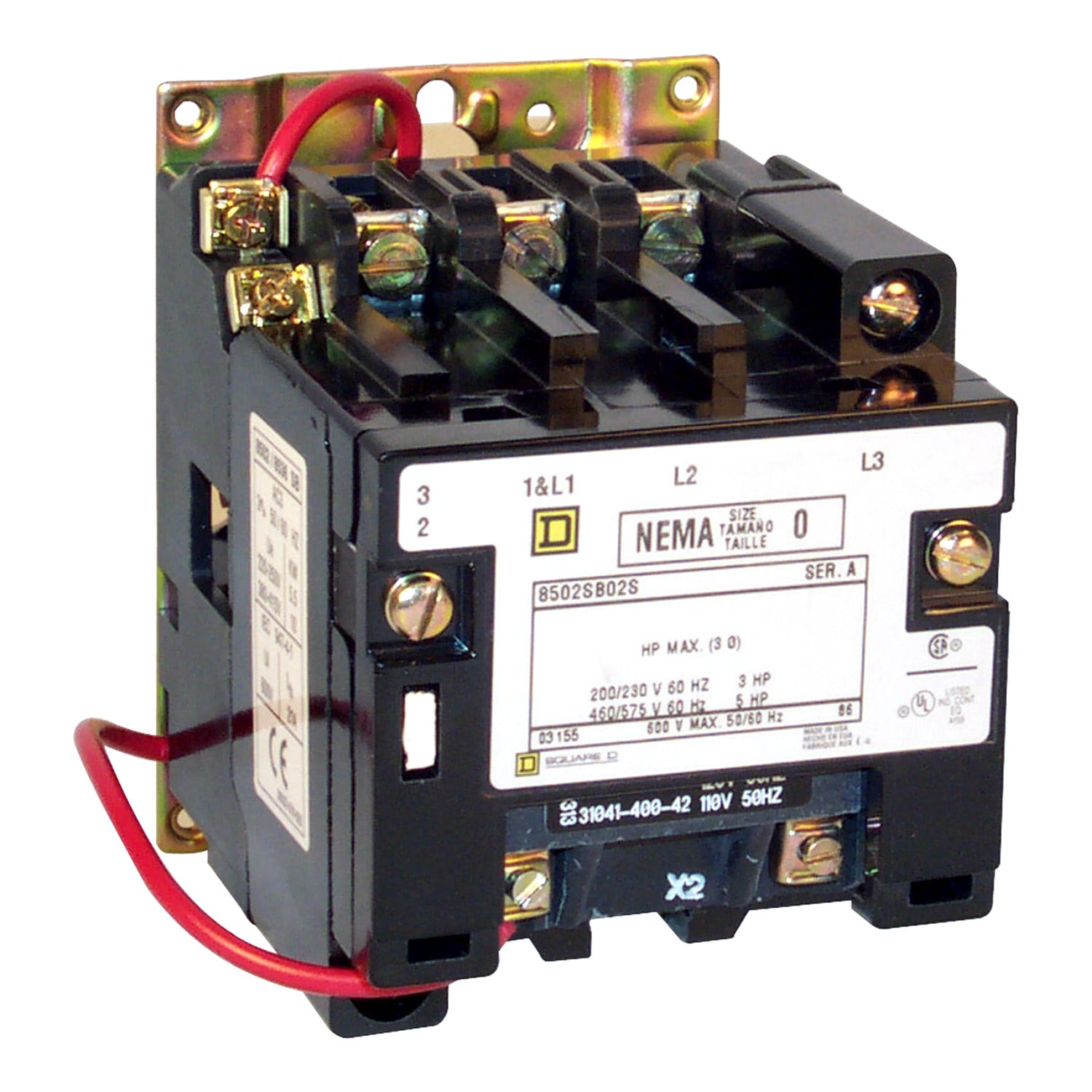 8502SBO2V01S Non-Reversing Type S Contactor, 24 V AC at 60 Hz V Coil, 3 Poles