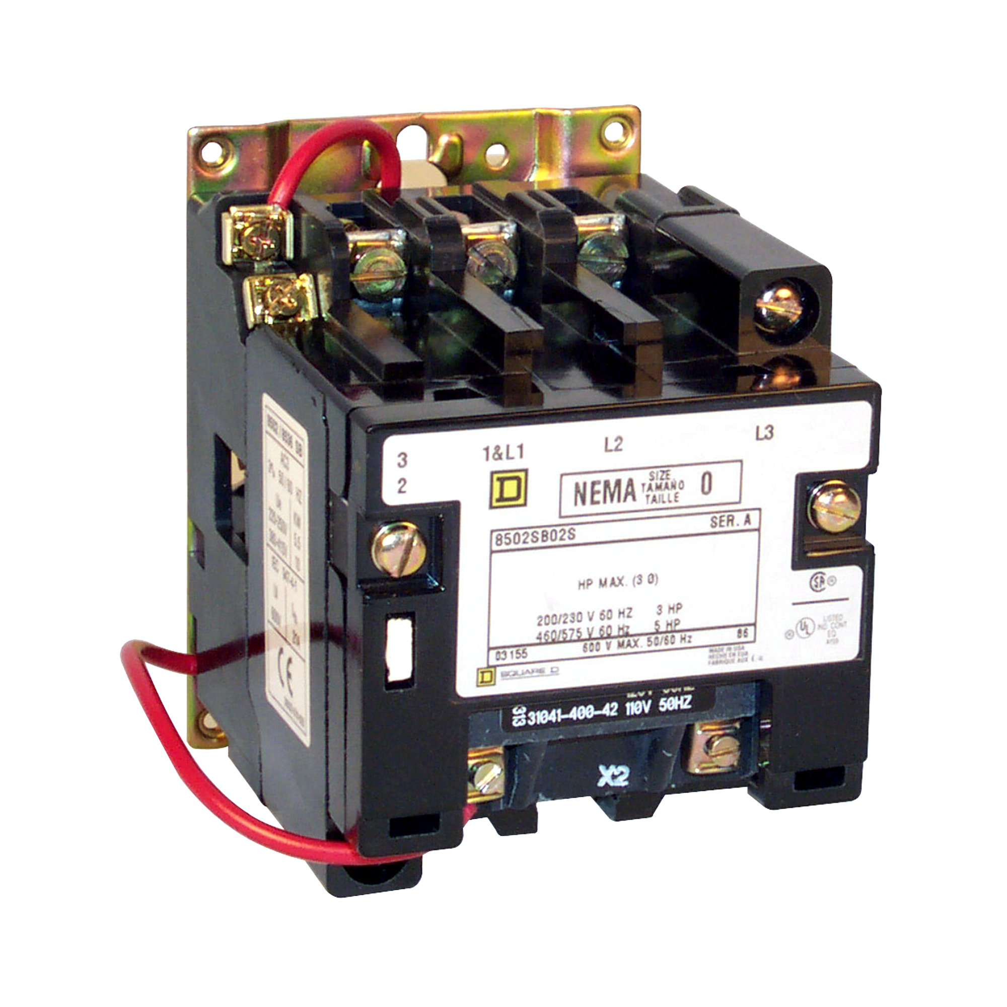 8502SBO5V02S 1-Phase Non-Reversing Type S Contactor, 110/120 V AC V Coil, 1 Poles